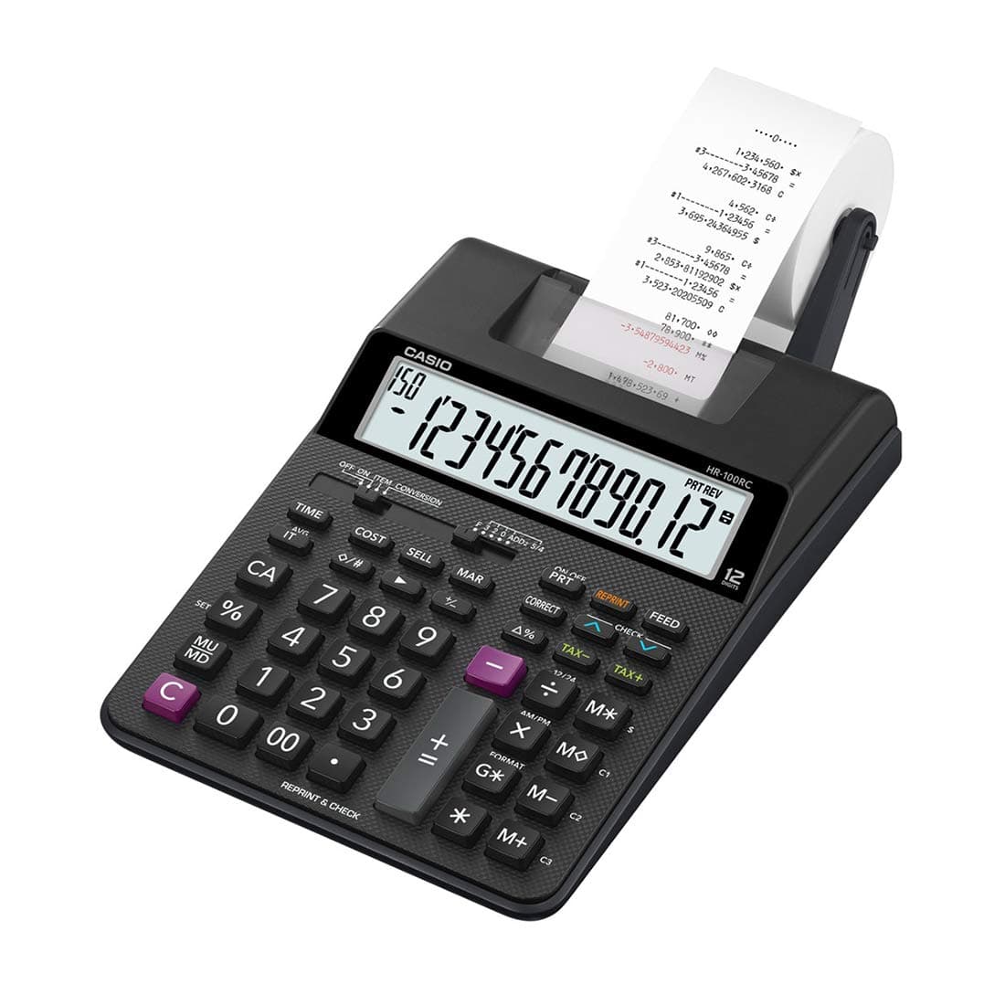 Casio HR-100RC-BK 150 Steps Check & Correct Printing Financial Calculator with Reprint Feature,Black