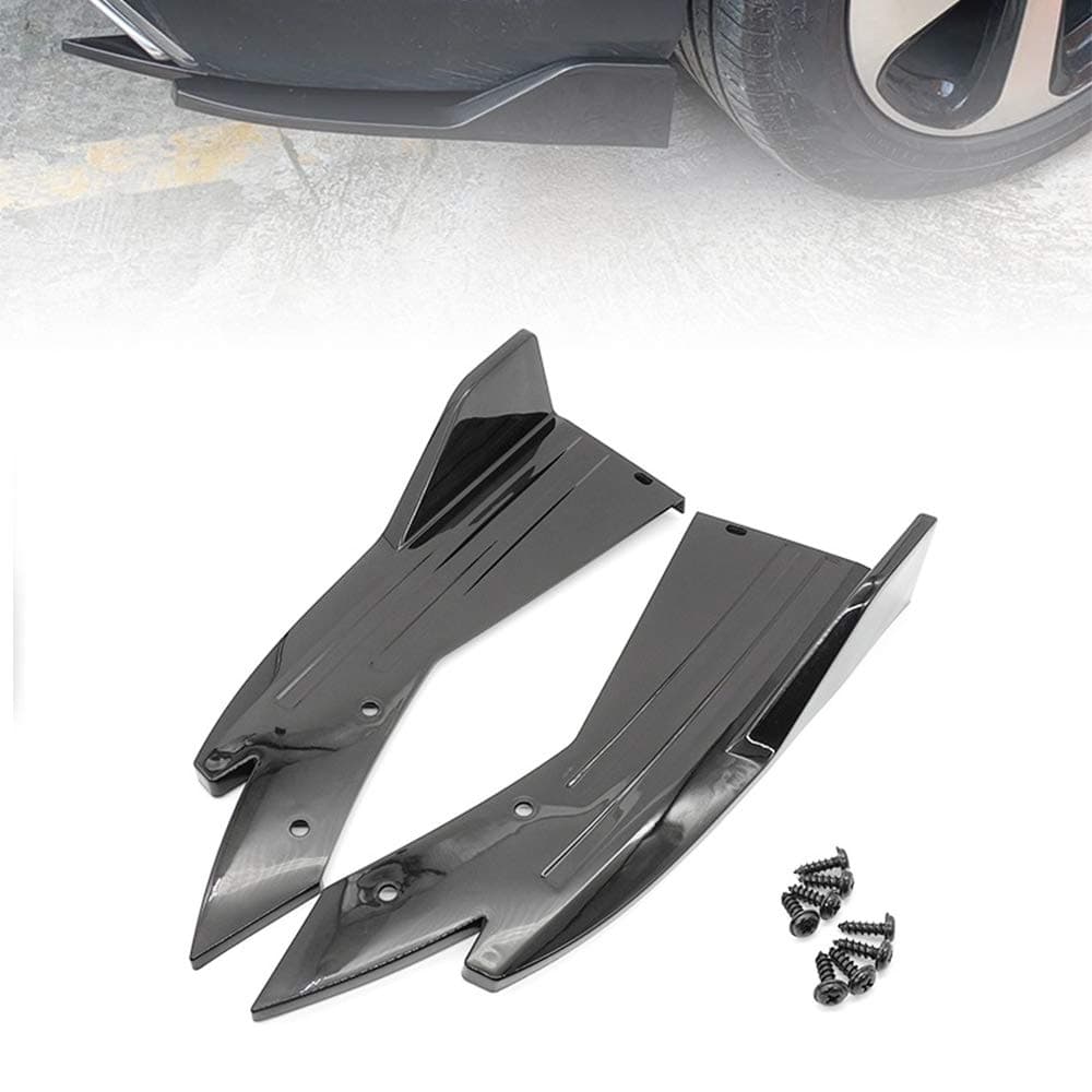 2PCS Universal Rear Bumper Lip Diffuser Splitter Canard Protector Front Bumper Lip Body Kit Front Bumper Side Skirt Spoiler Splitter (Black)