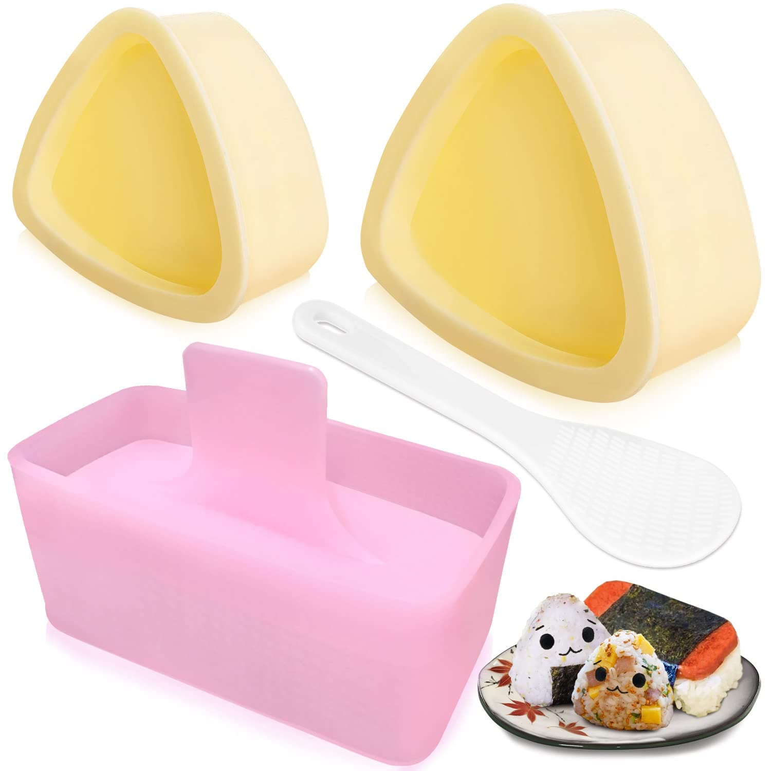 Onigiri Triangle Rice Ball Maker Kit - 3 Pack Sushi Mold for Kids' Lunch Bento, DIY