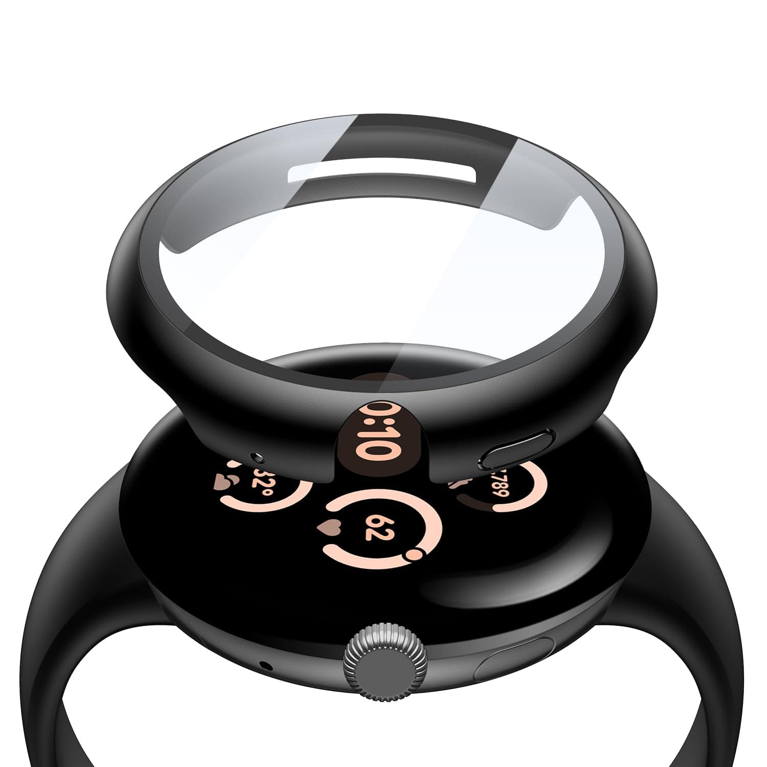 2-Pack Hard PC Screen Protector Case Compatible with Google Pixel Watch 3 (2024) 41mm, Easy Installation Lightweight Ultra-thin Protective Cover for Pixel Watch 3, Black