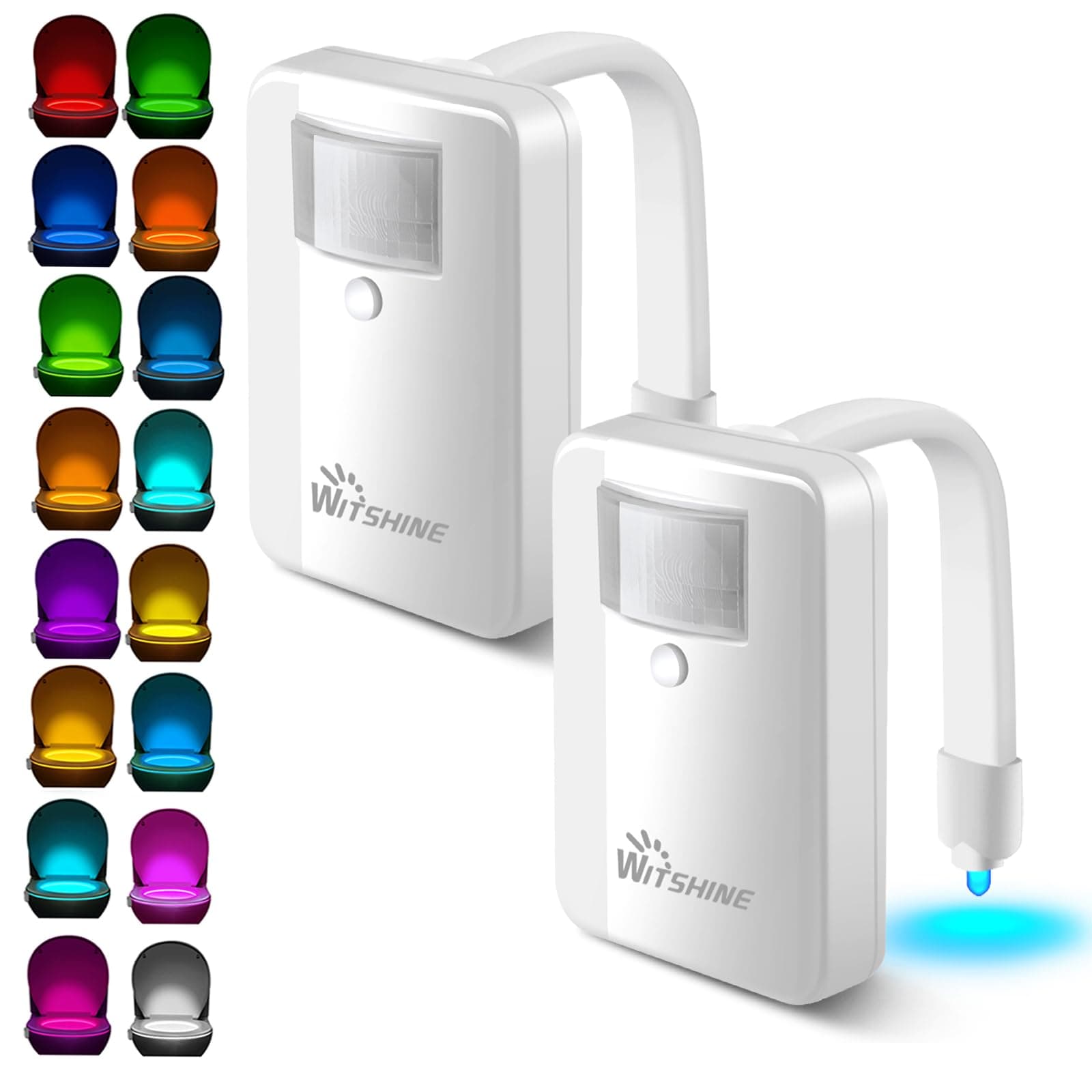 Toilet Night Light 2 Pack - 16 Color Changing Motion Sensor Activated LED Bowl Nightlight for Bathroom Decor - Cool & Funny Gadget for Dad, Boys, Kids and Men - Ideal Birthday Gift