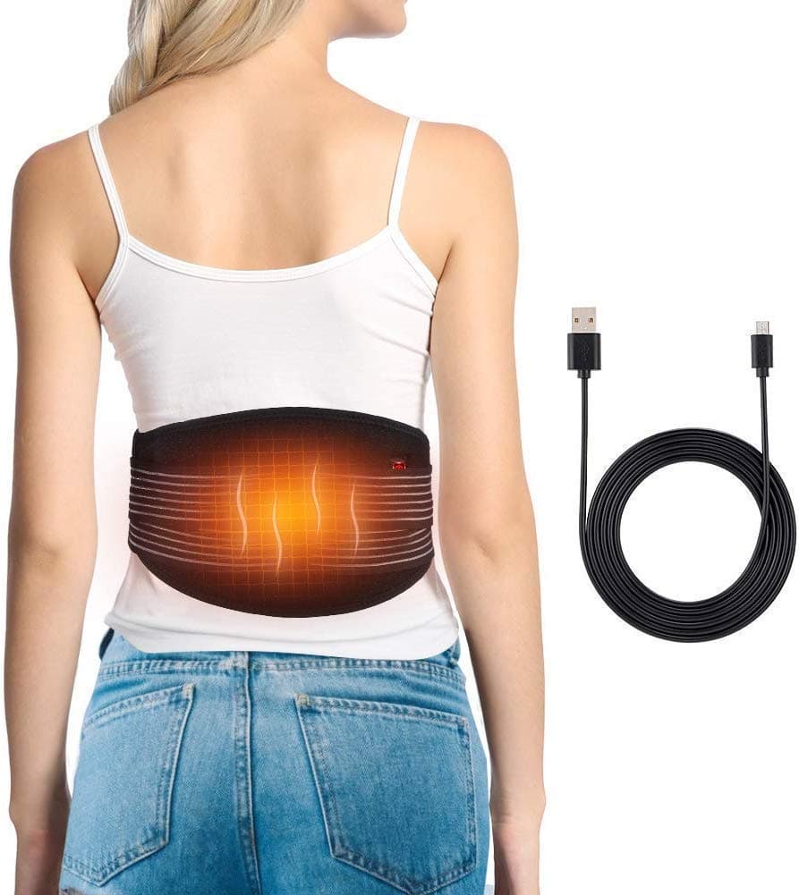 Heated Waist Belt, Lower Back Brace Support Heating Pad, for Warming Back, Stomach Abdominal Tension, Portable Electric USB Belly Wrap for Waist Warm Abdomen, Fits Men Women, Power Bank Not Included