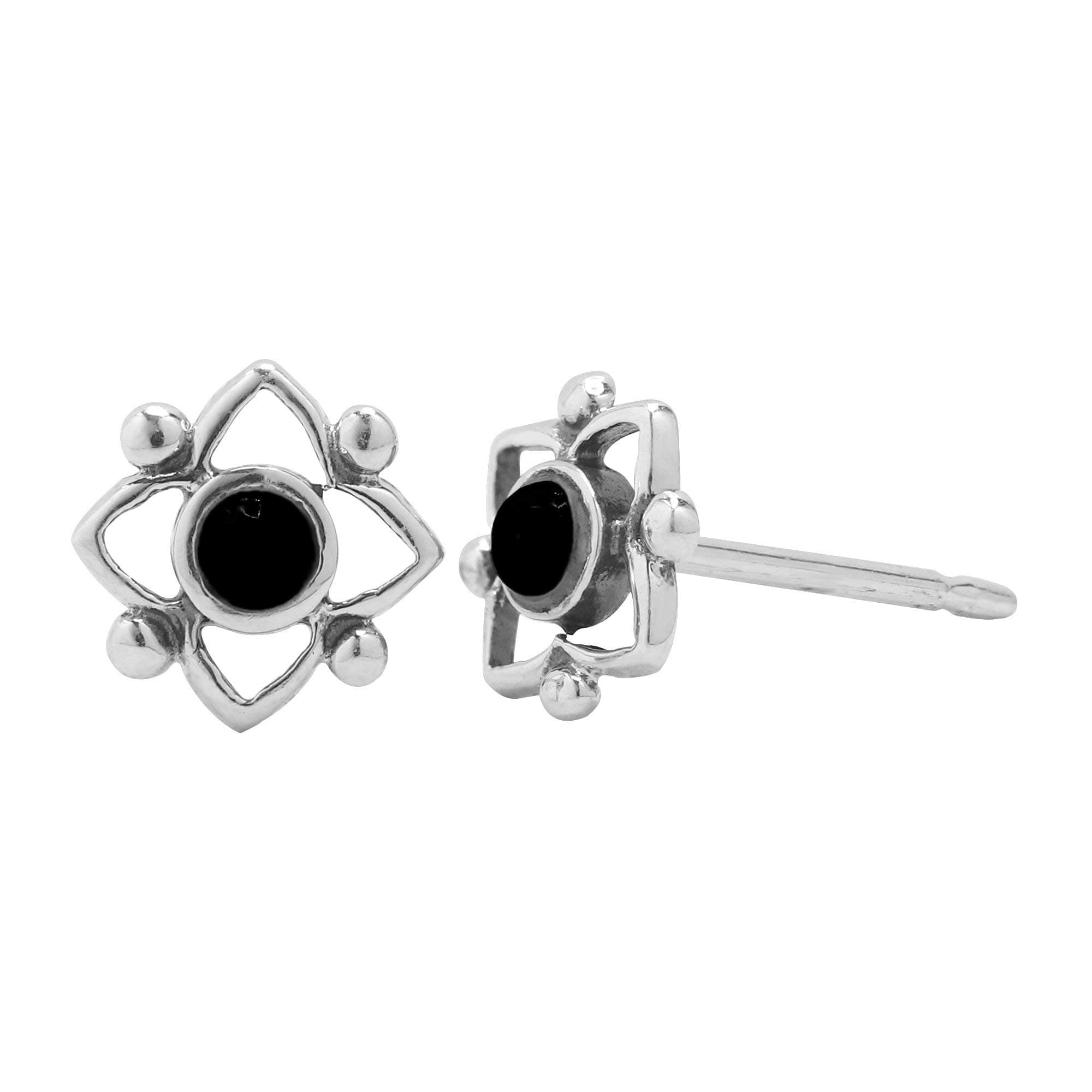 Jewelry Sterling Silver Flower Shaped Dot Stud Earring