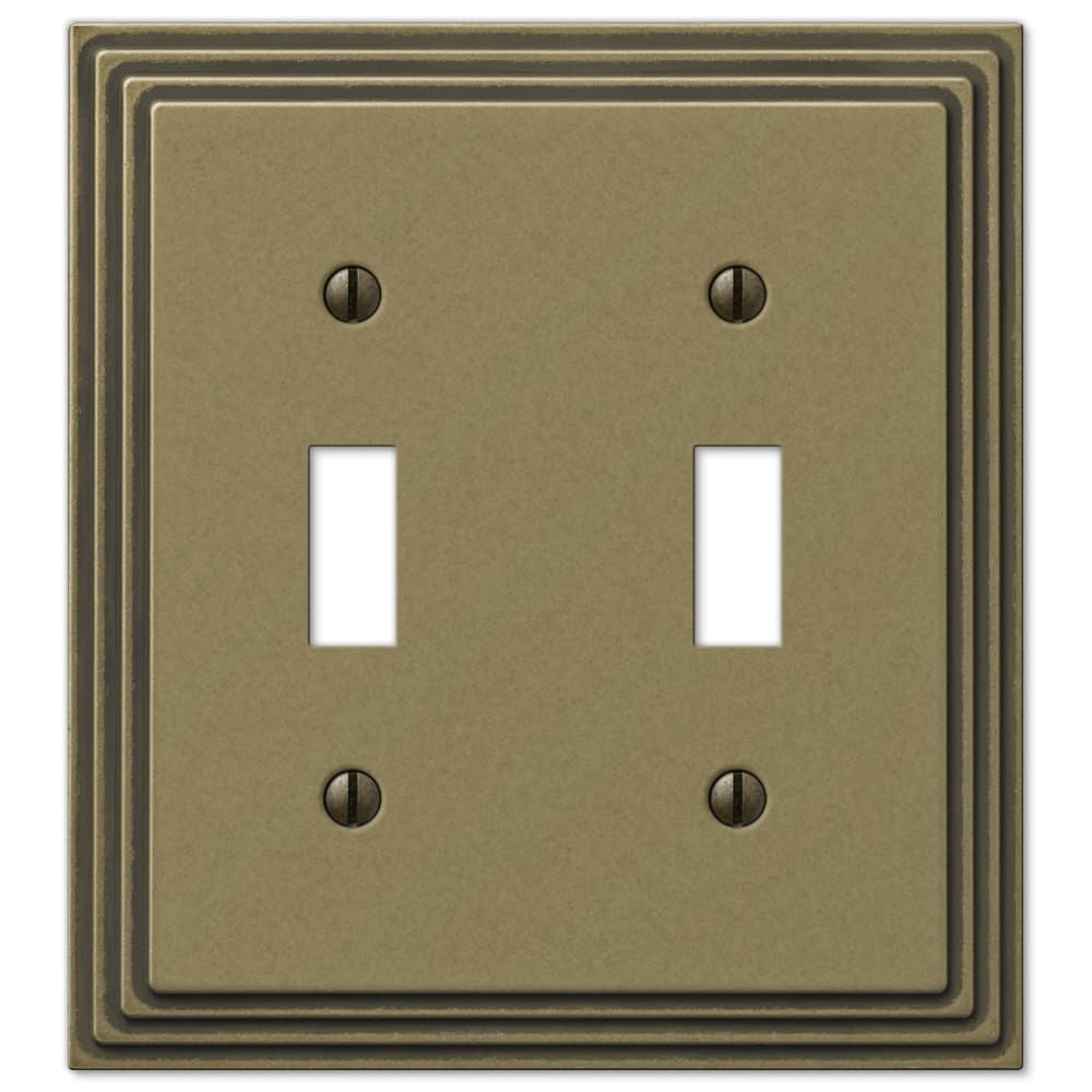 AMERELLE 84TTRB Steps Double Toggle Cast Metal Wallplate in Rustic Brass