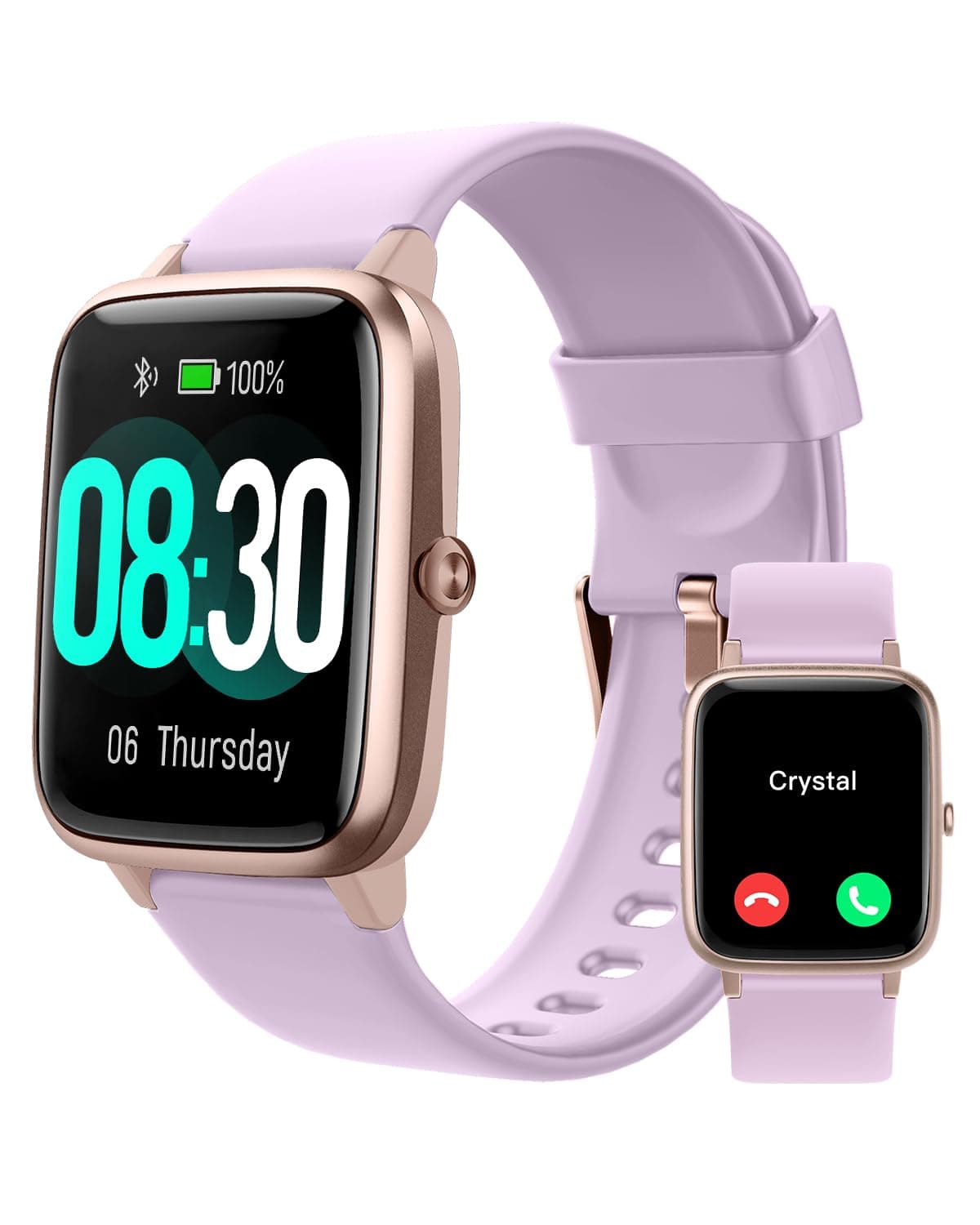 GRV Smart Watch for iOS and Android Phones (Answer/Make Calls), Watches for Men Women IP68 Waterproof Smartwatch Fitness Tracker Watch with Heart Rate/Sleep Monitor Steps Calories Counter (Violet)