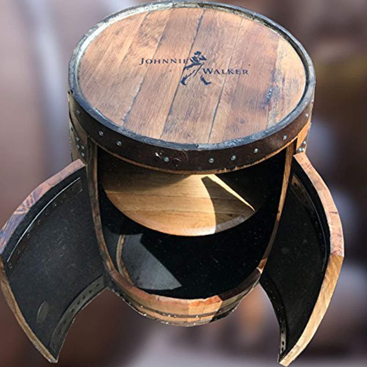 Cheeky Chicks Recycled Solid Oak Whisky Barrel Jonnie Walker Branded Alfie Drinks Cabinet