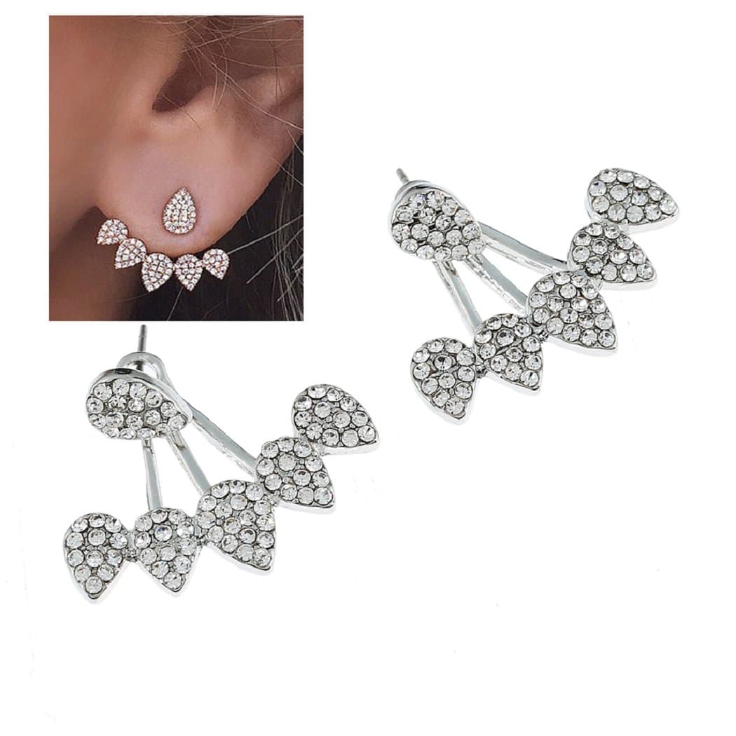 Clear Crystal Rhinestone Dangle Water Drop Simple Ear Stud Earrings