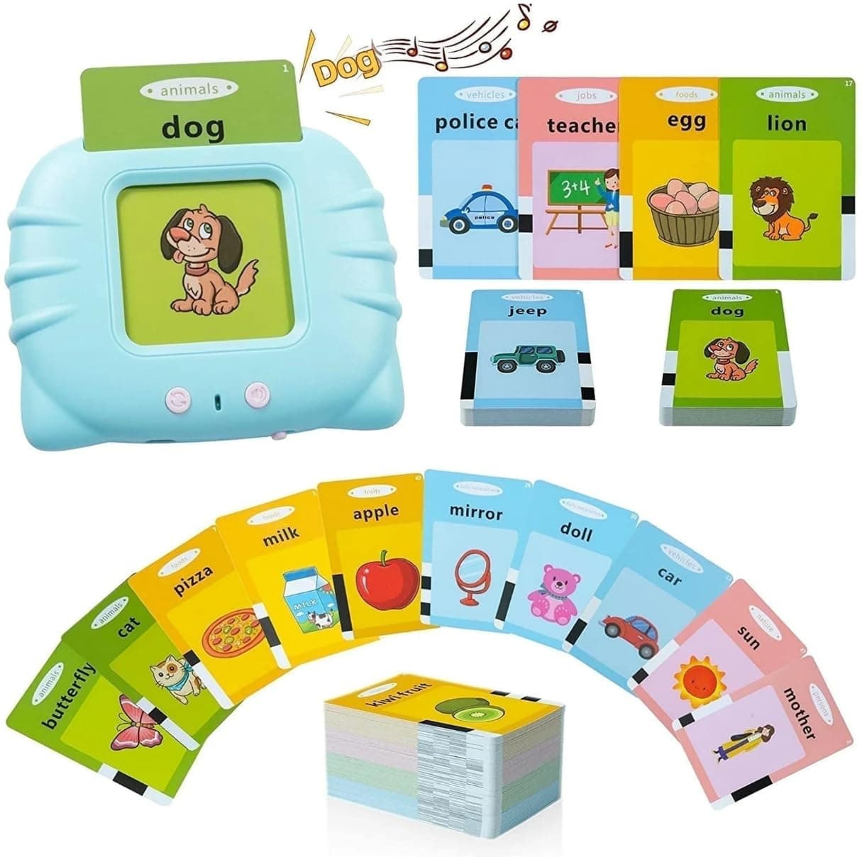 Talking Flash Cards for Toddlers 1-4 Years Old, Language Learning Toy, Pocket Speech Therapy, Autism and Montessori Toys With 224 Words, Children's Sensory Learning Educational Tool