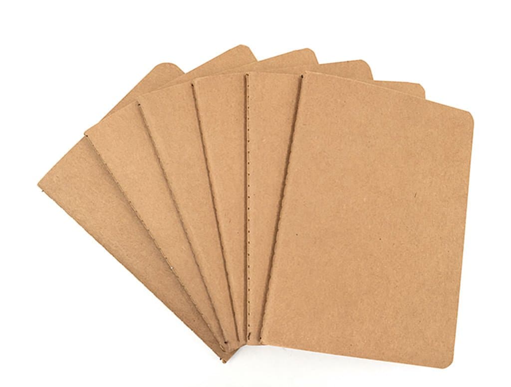 Pocket Notebook 6 pack Brown Softcover Thread-bound Small Notebook Journal Diary Memo NotePad,A6 Size(4"X5.5"),30 sheets(Ruled Pages)