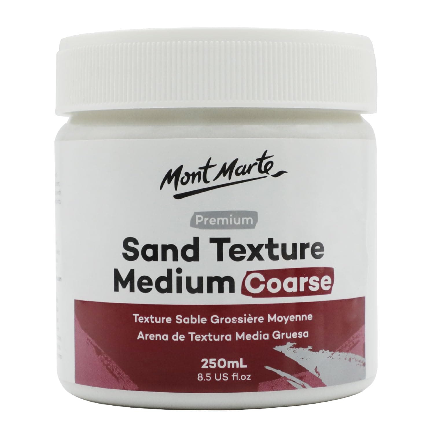 MONT MARTE Sand Texture Medium Coarse Premium 250ml (8.5 US fl.oz), Sand Texture Paint Medium for Acrylics, Create Special Effects in Acrylic and Oil Paintings