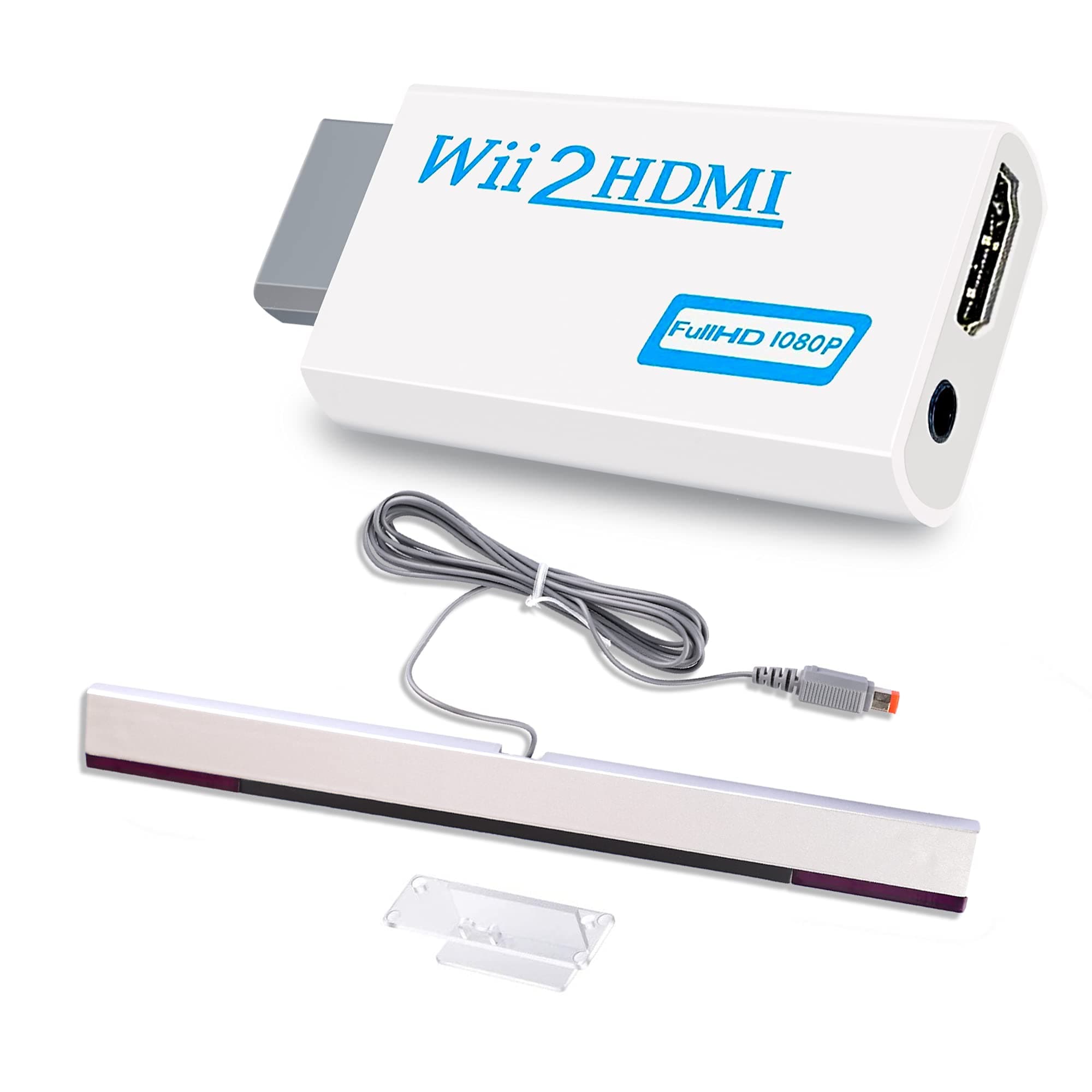 2 in 1 Accessories Bundle Kits for Wii, Wired Infrared Ray Sensor Bar and Wii to hdmi Converter Compatible with Nintendo Wii