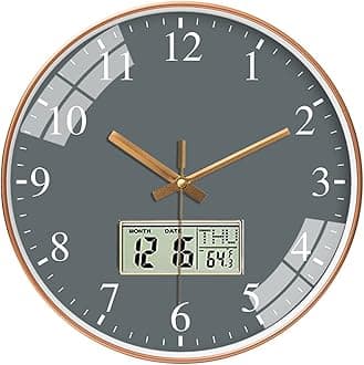 STAR WORK Quartz 12 Inches Premium Wall Clock for Home Stylish Latest Modern Design | Non Ticking Silent Wall Clock - Zero Sound & Disturbance Analog Clock (12 Inches,Glass Grey)