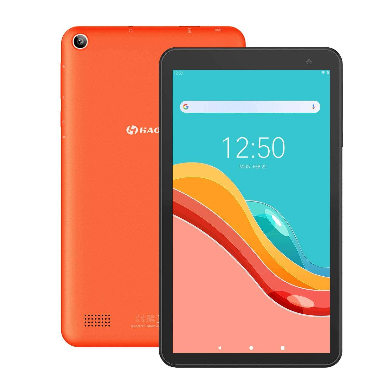 HAOQIN H7Pro Tablet 7 Inch Android 9.0 Tablets - 32GB ROM Quad Core, IPS HD Display, Bluetooth, WiFi, Dual Camera Google Certified (Orange)