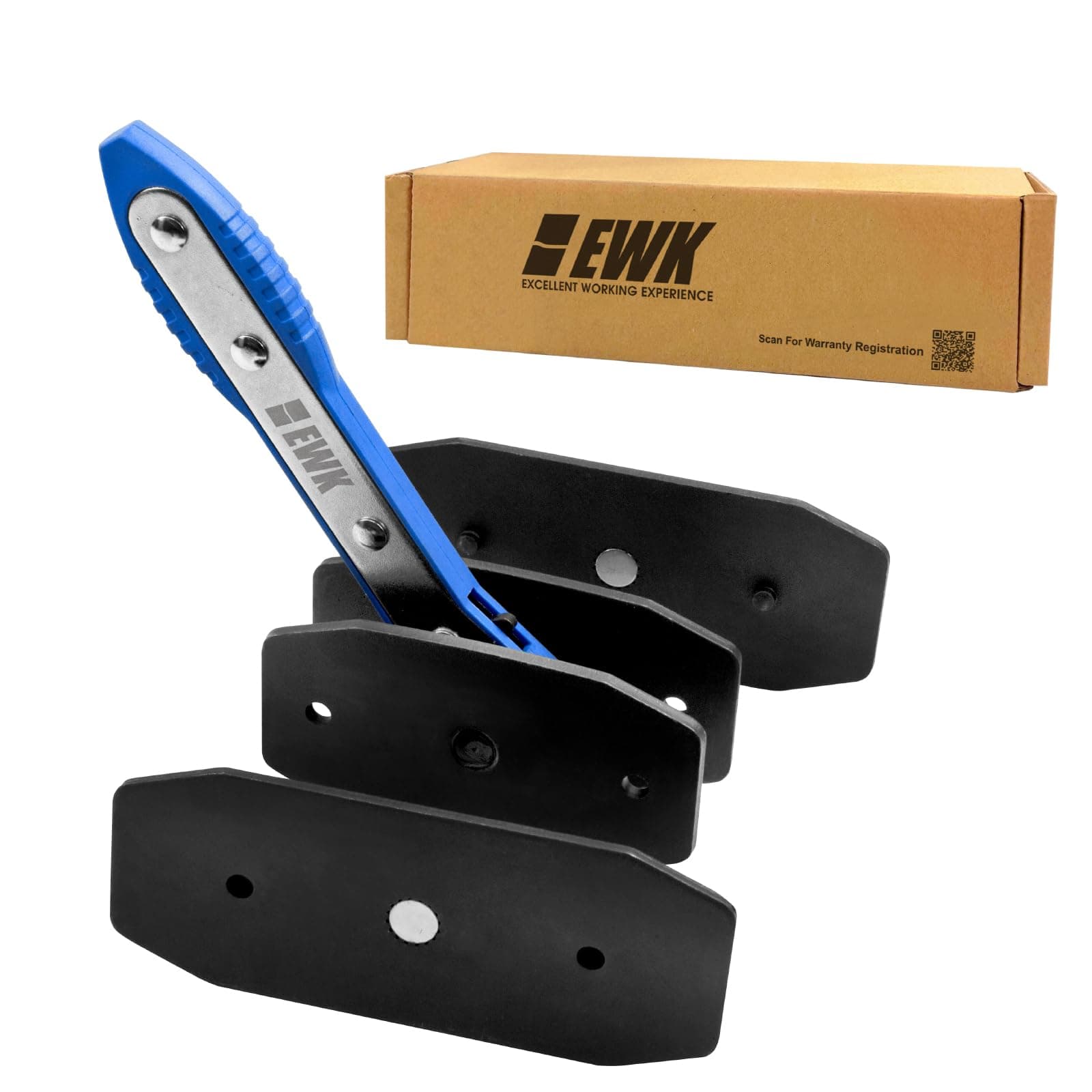 EWK Brake Caliper Press Tool Piston Spreader Pad 360 Degree Swing Ratchet with 2 Pcs Steel Plates Range from 1.59"-2.83"