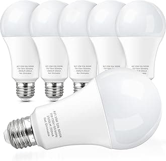 KINDEEP 23W LED Bulbs, A21 Super Bright Light Bulb, 150W-200W Incandescent Bulb Equivalent, E26 LED Light Bulbs, 2500 Lumens, Daylight White 5000K for Store, Garage, Warehouse, 6 Pack