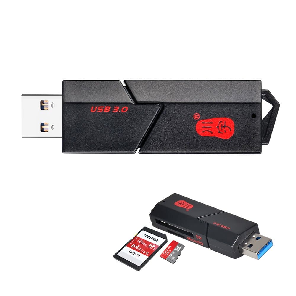 Kawau Micro SD Card Reader USB 3.0 SDHC / SDXC Card Reader 5Gbps 2 Ports SD TF Black For Windows10 / 8 / 7 / Vista / XP / 2000 Mac Os