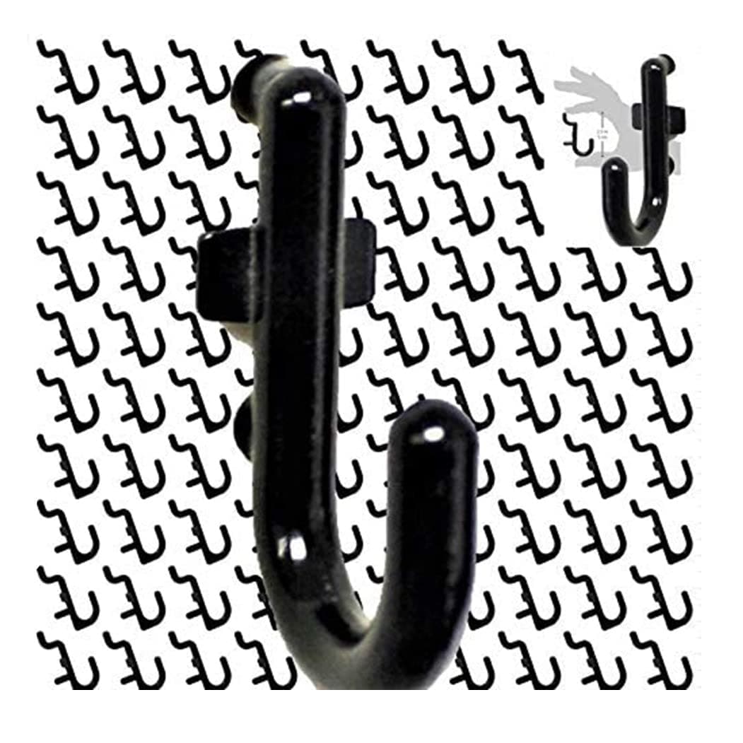 Pegboard Hooks - 100 pk. Flex-Lock J Style Pegboard Accessories for Peg Board Tool Organizer - AM 114 B- Black