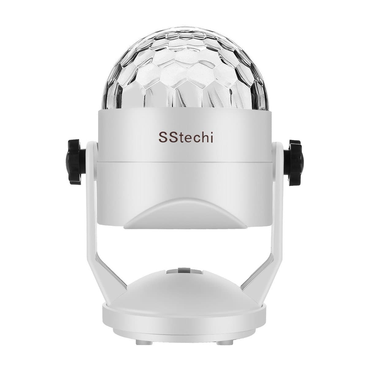 Stage Lights,SStechi Micro USB Port Stage Lights Sound Actived Auto 7 Color Changes RGB Rotating Stage Lighting with 3 x AA Battery Operated (Not Included) for KTV Xmas Party Wedding Show (White)