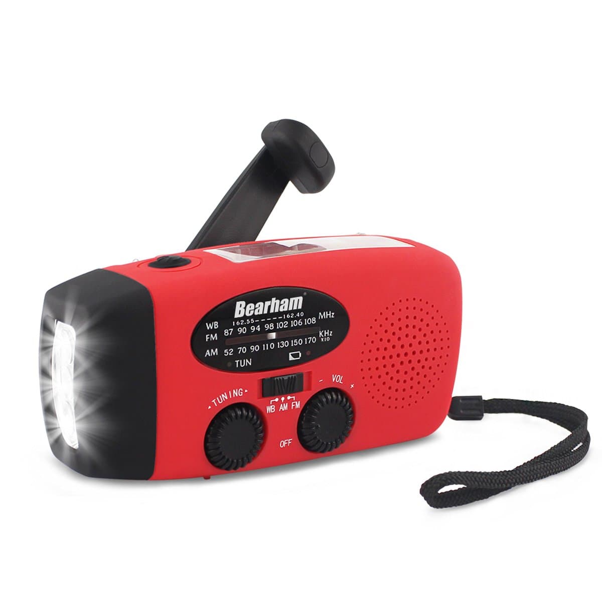 【Upgraded Version】 BEARHAM Portable Emergency Radios, Solar Hand Crank NOAA Weather Radio, Self Powered Camping AM/FM/WB Radio with 3 LED Flashlight 1000mAh Power Bank