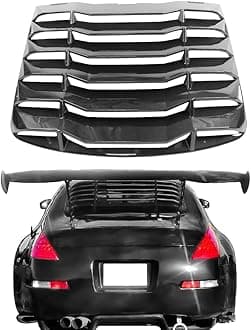 Rear Window Louver, Compatible with 2003-2008 Nissan 350Z, ABS Plastic Black Carbon Fiber Print IKON Style Back Window Windshield Sun Shade Cover Vent