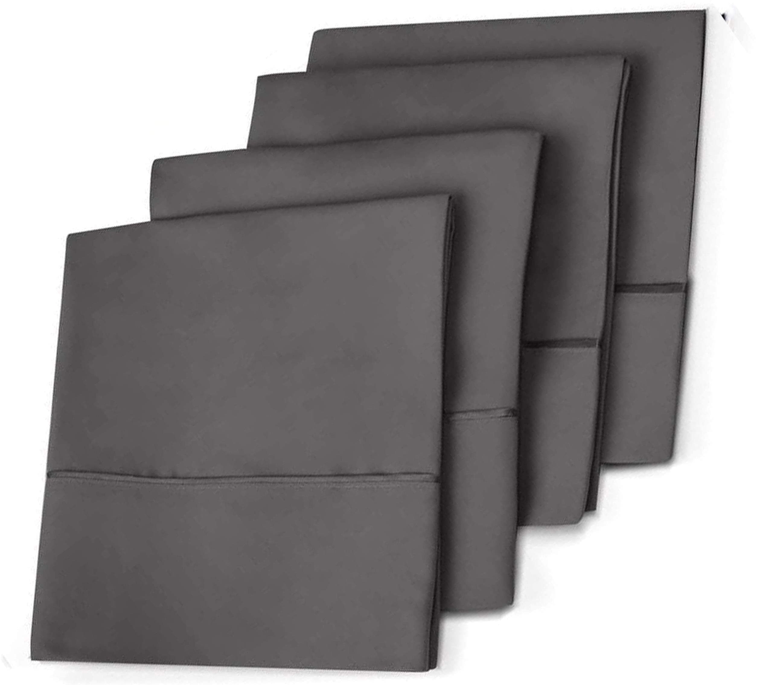 Vera Nice Hotel Collection Ultra Soft Pillow Case (4-Pack) – All-Natural Pure Aloe Vera Treatment – Eco-Friendly, Hypoallergenic Pillow Cover Infused with Soothing Aloe Vera - Gray - Standard/Queen