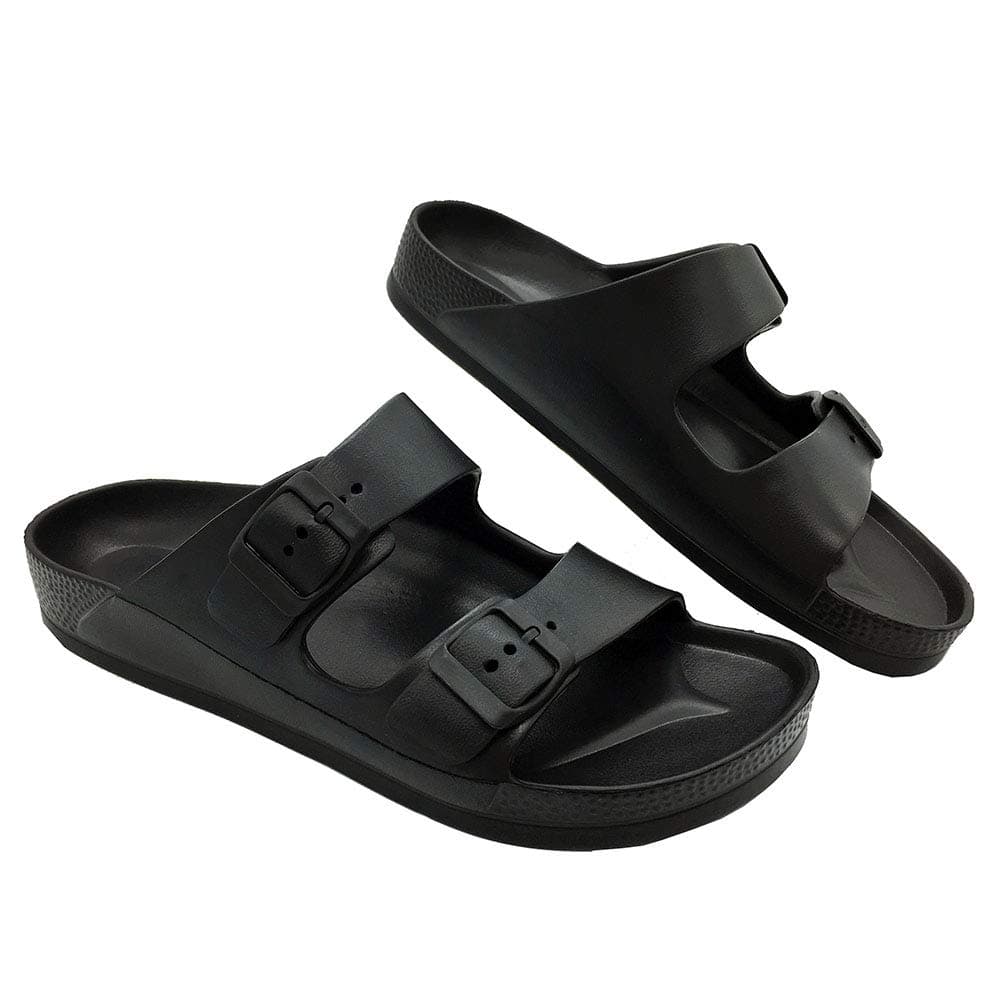 LuffymomoAdjustable Slip on Eva Double Buckle Slides for Mens