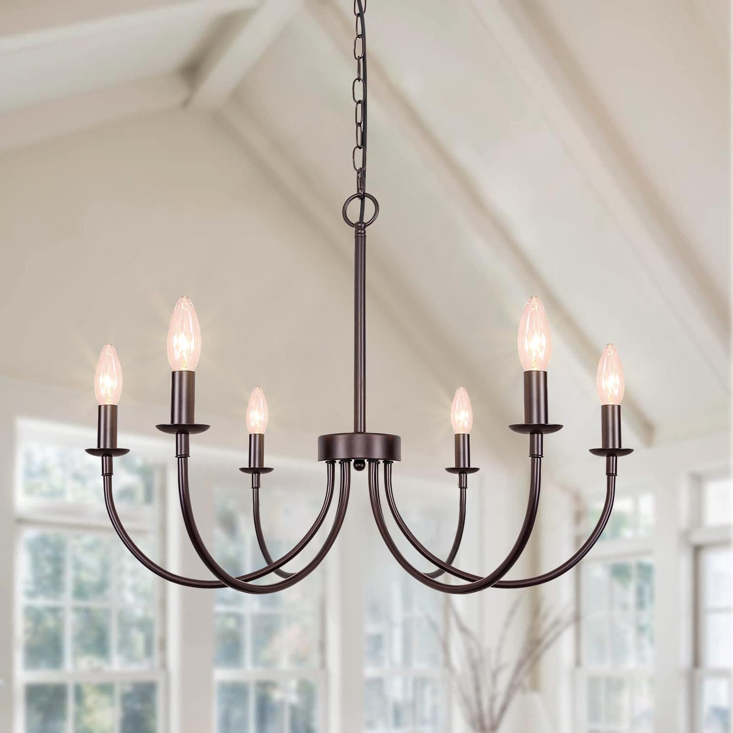 6-Light Bronze Chandelier