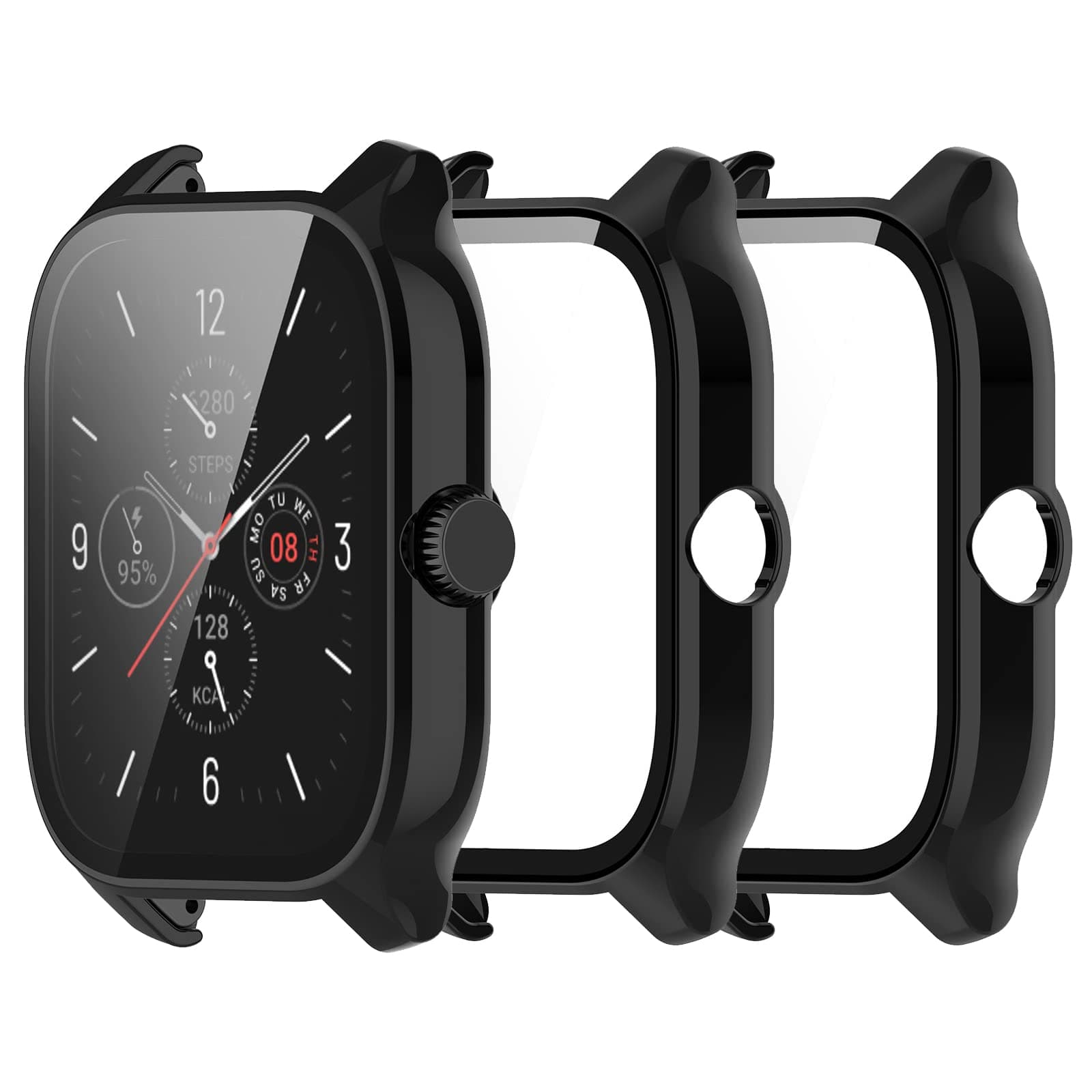 Compatible for Amazfit GTS 4 Watch Case. Scratch-Resistant Protective Case Cover PC Case with HD Tempered Glass Screen Protector for Amazfit GTS 4 GTS4 Case (3 Pack A)