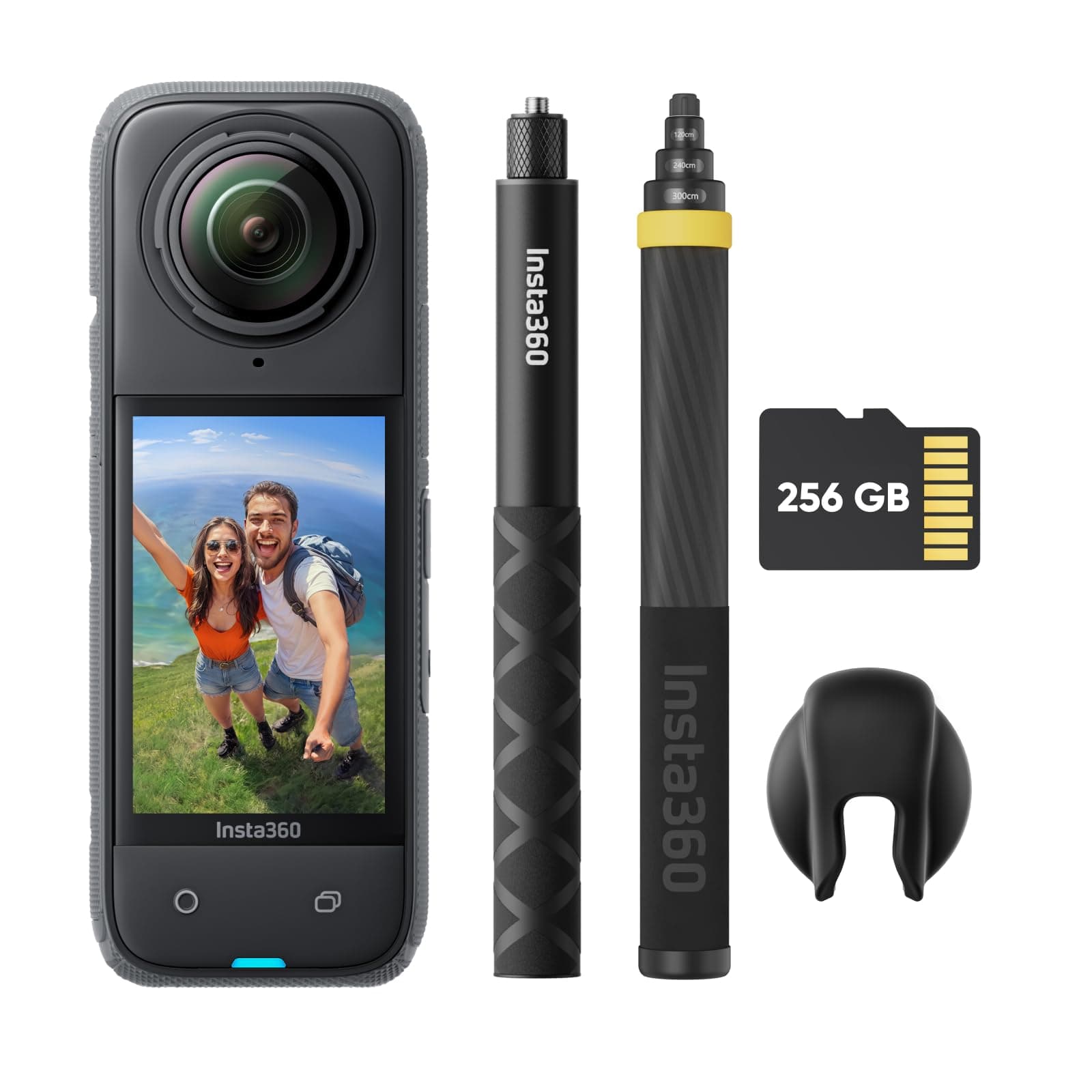 Insta360 X4 No Drone Bundle- 8K Waterproof 360 Action Camera, 4K Wide-Angle Video, Invisible Selfie Stick Effect, Removable Lens Guards, 135 Min Battery Life, AI Editing, Stabilization