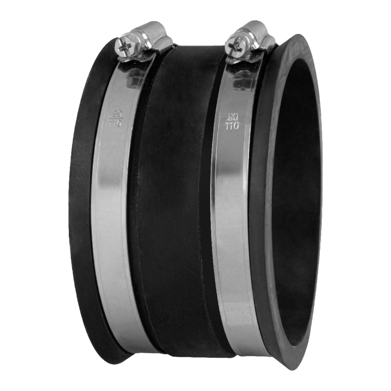 POWERTEC 70149 4 Inch Dust Control Flex Cuff with Steel Hose Clamps, Hose Connector Rubber Cuff Coupler for Woodworking Dust Collection Fittings, Dust Collector Accessories & Machinery, 1 pack- Black