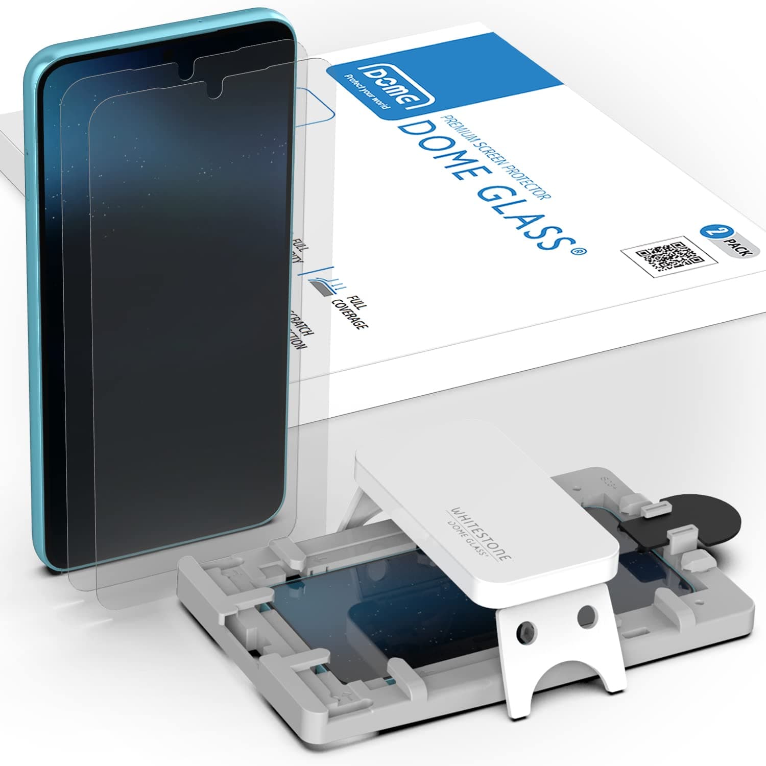 [2PACK Whitestone Screen Protector for Samsung Galaxy S23, Full Tempered Glass Shield with Liquid Dispersion Tech [Easy to Install Kit] Smart Phone Screen Guard - Two Pack