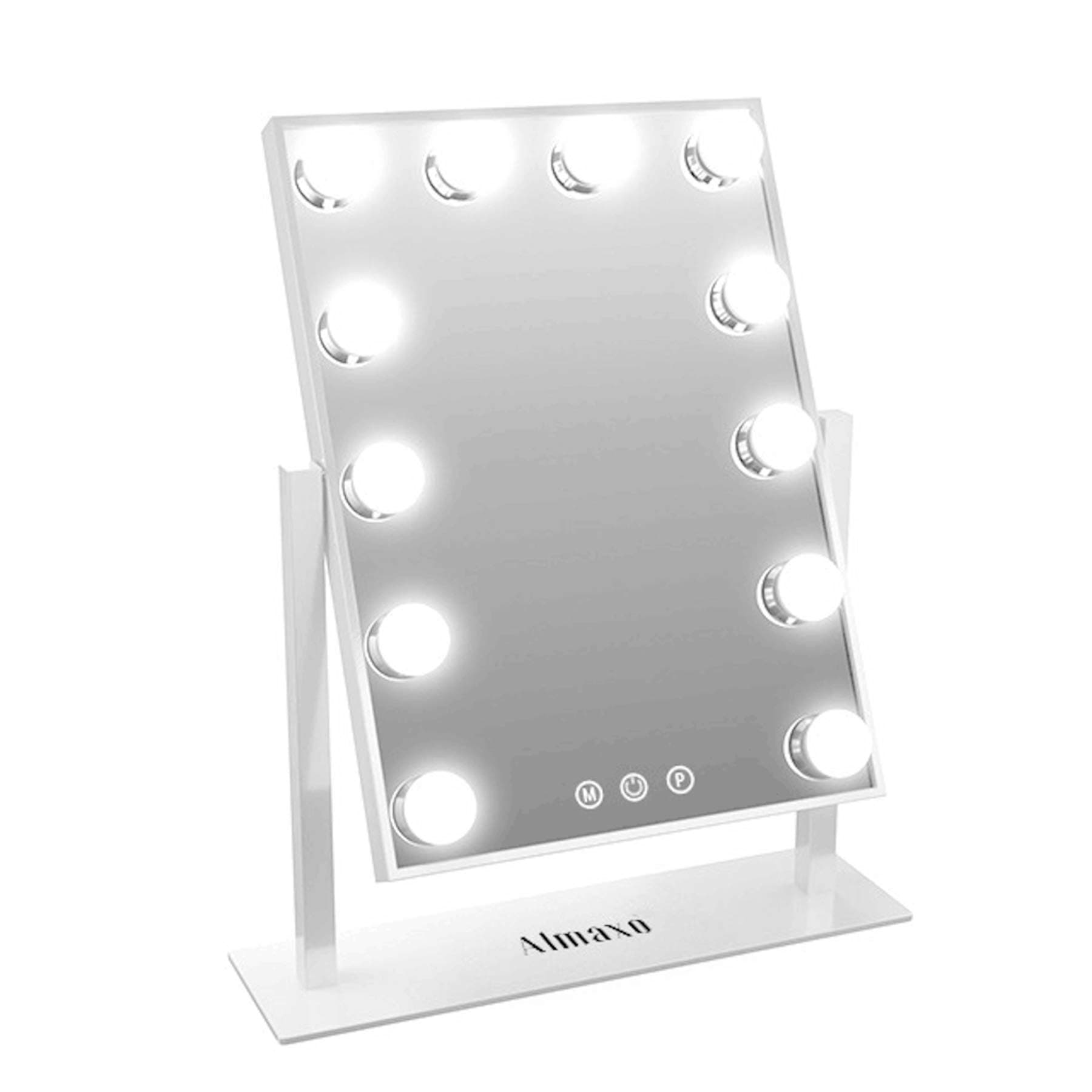 Almaxo Dressing table mirror with lights, Makeup mirror with lights bulbs, Hollywood Vanity mirror,12 Dimmable LED bulb Power Supply illuminated Make Up sets, Gifts for Women Large White PRIME