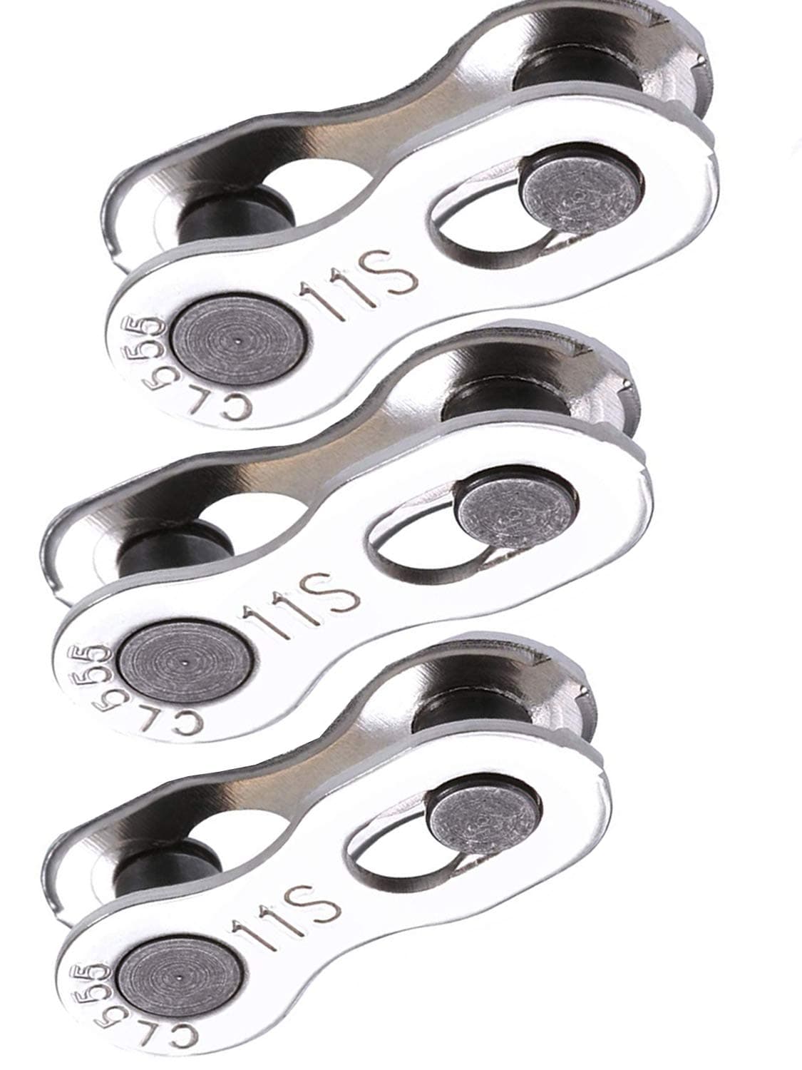 JAMEGIO Janegio 3 Pairs Bicycle Missing Link Connector Link 11 Speed Chain Reusable Steel Bike Chain Link,Silver