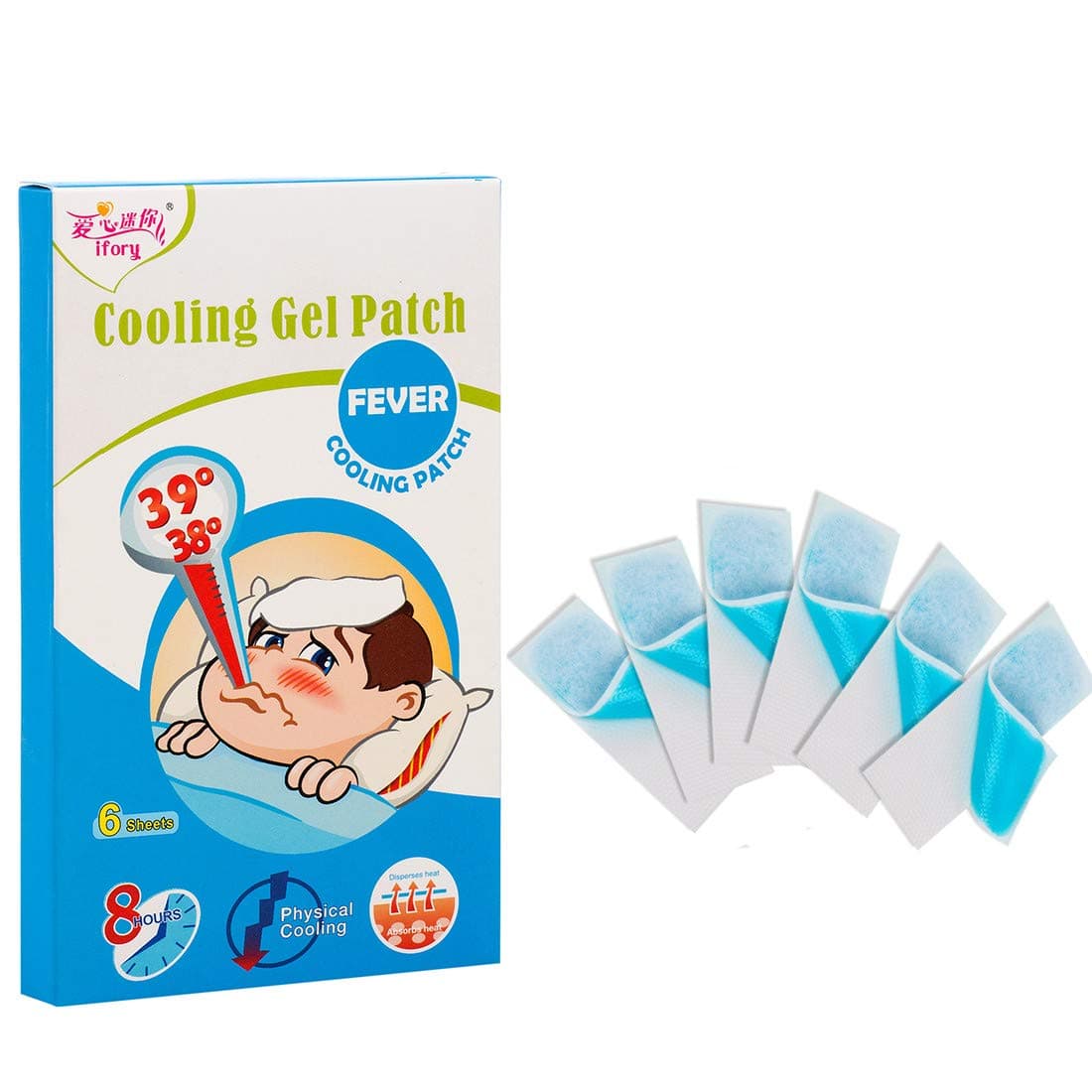 Fever Patch for Kids, Cold Compress Patch for Fever and Headache Relief, 6 Count