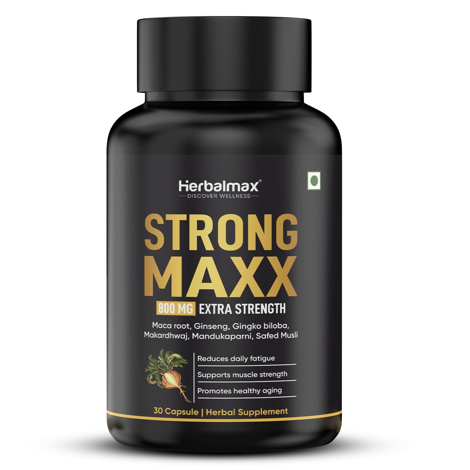 Strong Maxx Maca Root Capsules – 800 mg | 30 Vegetarian Capsules | Natural Energy & Vitality Booster | Ayurvedic Supplement for Men & Women
