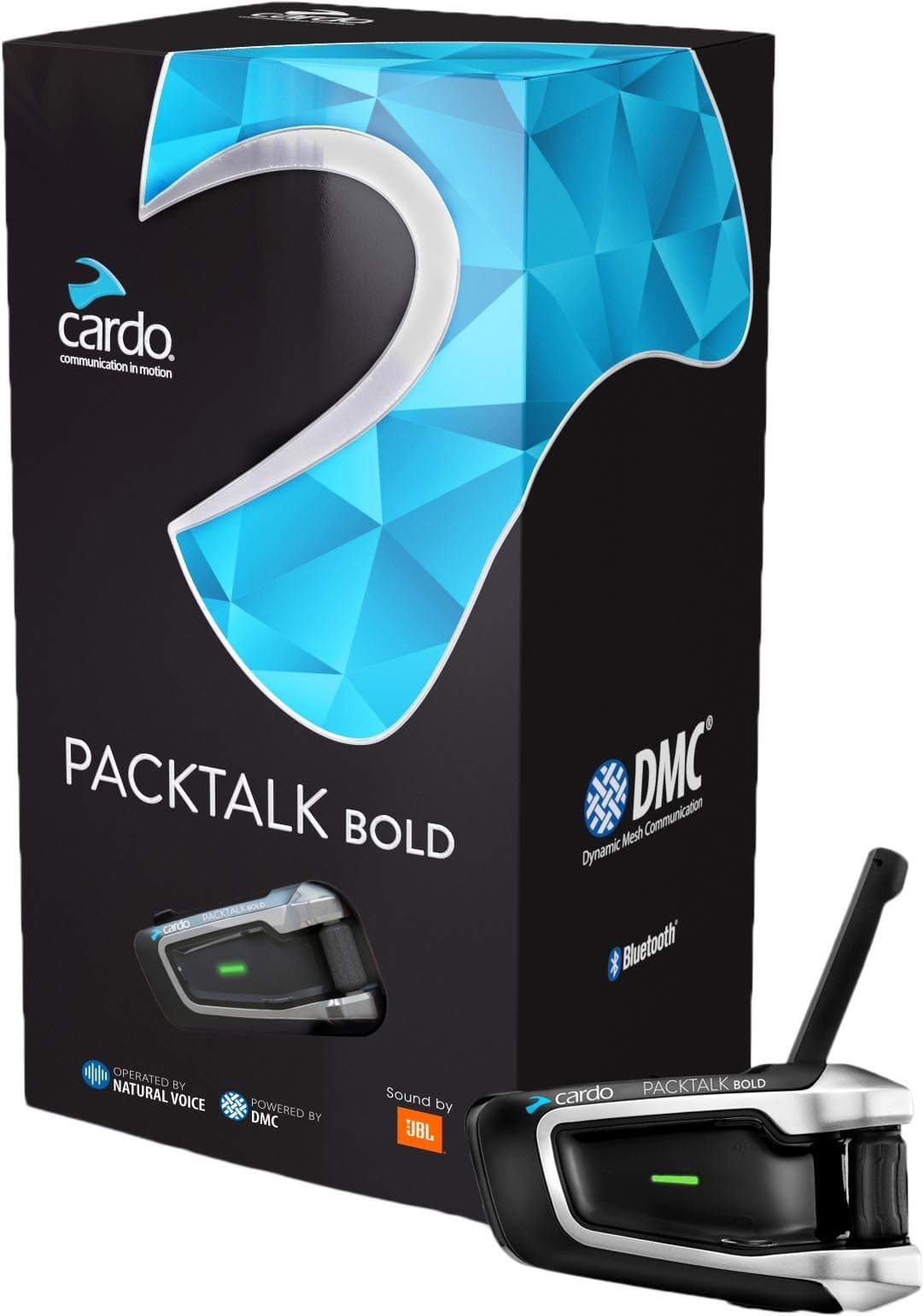 Cardo PTB00001 - PACKTALK Bold Motorcycle Bluetooth Communication System Headset - Black, Single Pack