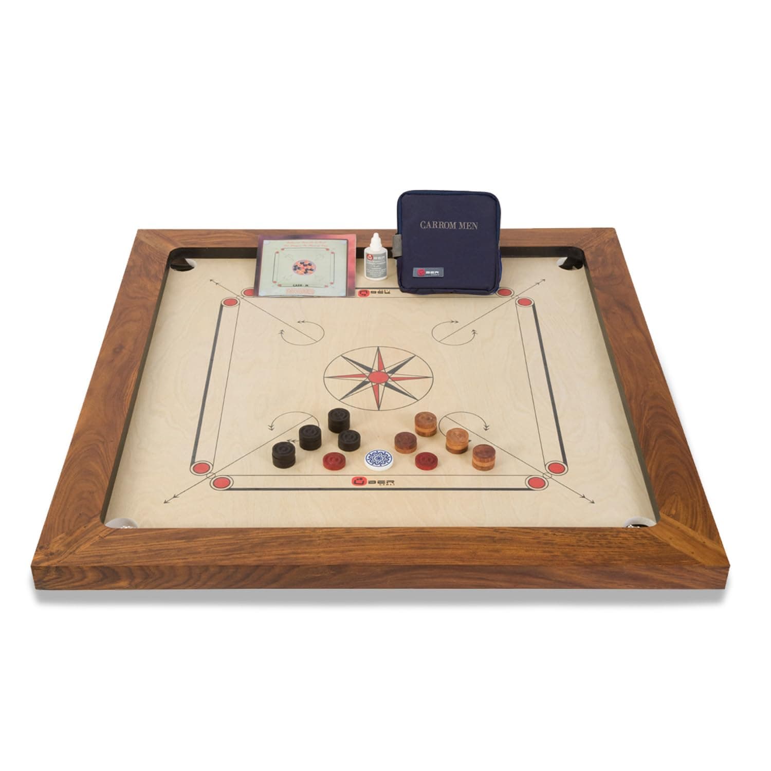 Championship Carrom Board Set – 37 x 37 inch Official Size Tournament quality board Including Carrom Men, Striker & Powder – Gives the Best Playability – suitable for very best players