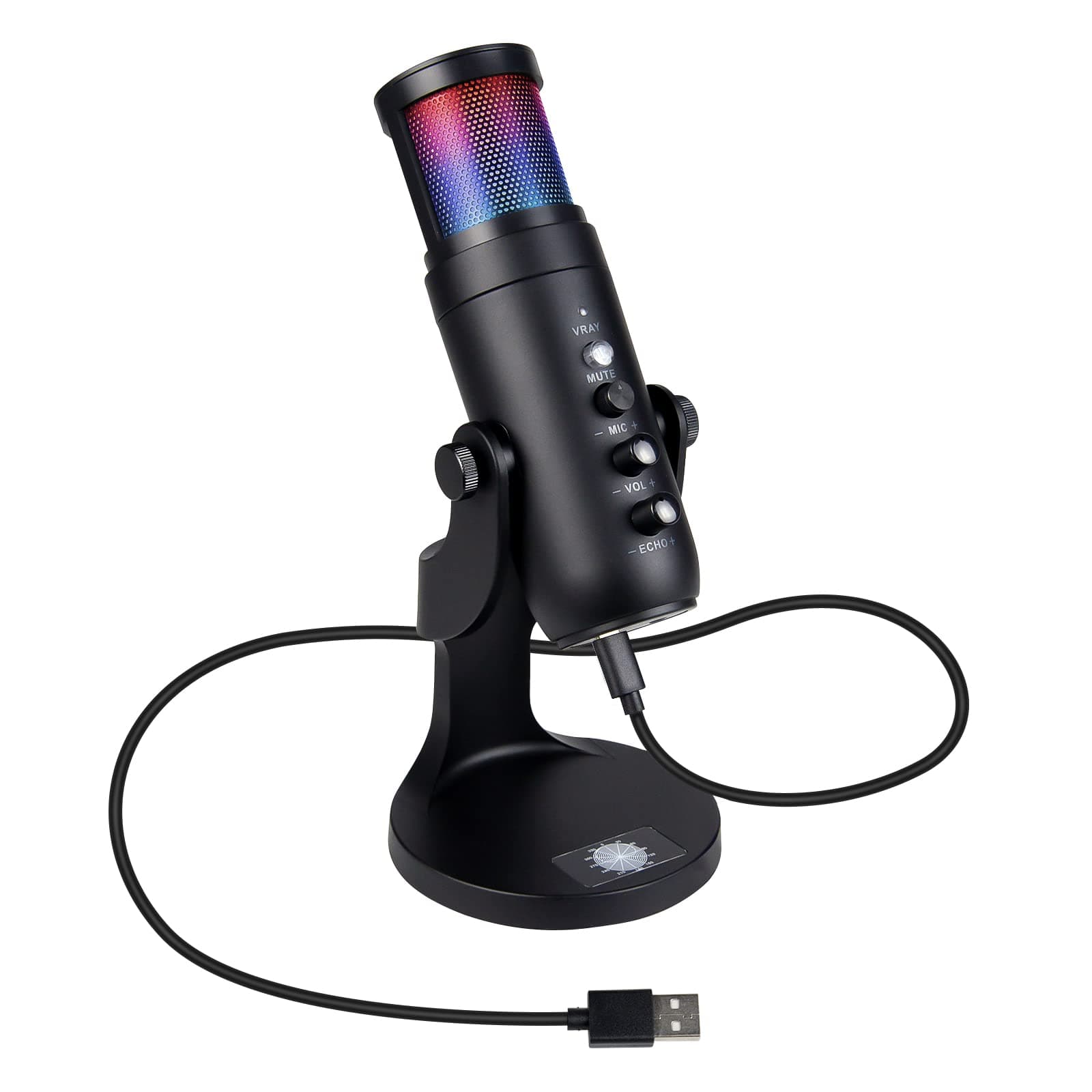 USB Microphone, Gaming Mic for PS4/ 5/ Phone/Laptop/PC,Condenser Microphone with Touch Mute, Dynamic RGB Lighting, Gain Knob, Plug and Play, Noise Reduction, for Streaming, Podcasting