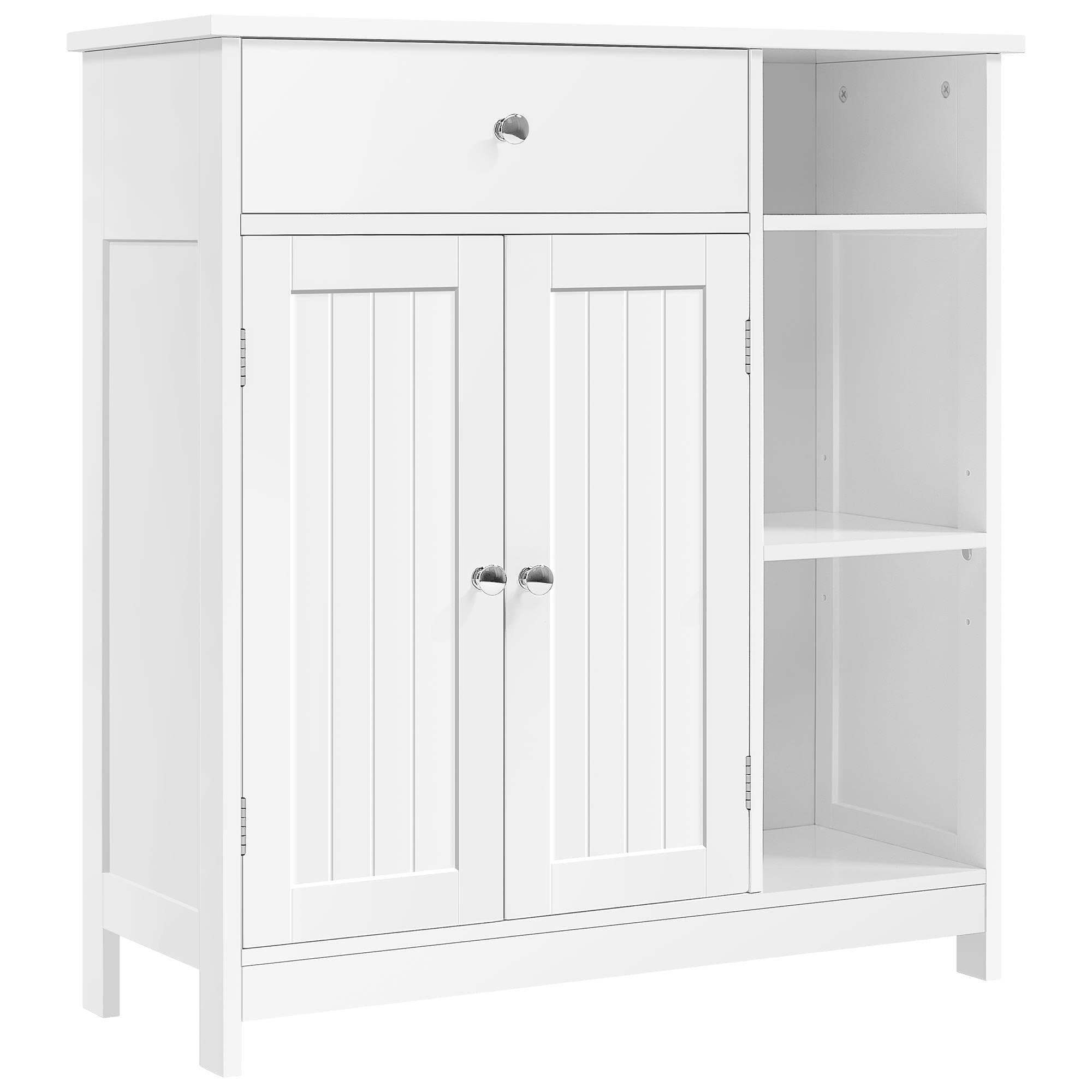 Bathroom Floor Cabinet, Kitchen Freestanding Storage Organizer, Large Side Cabinet with Doors, Drawer & Adjustable Shelves for Living Room, Entryway, 12" D x 29.5" W x 31.5" H, White