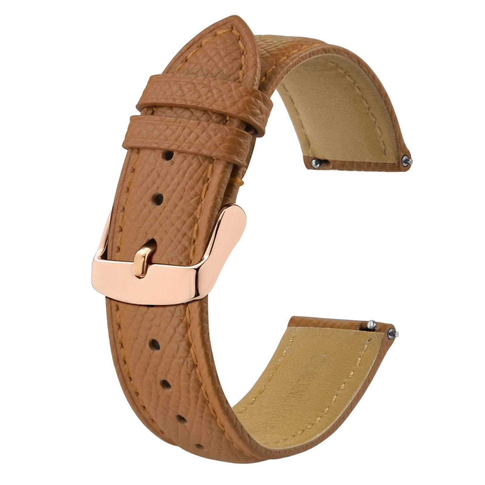 BISONSTRAPWatch Straps with Quick Release, Texture Leather Watchbands for Men Women, 18mm 20mm 22mm