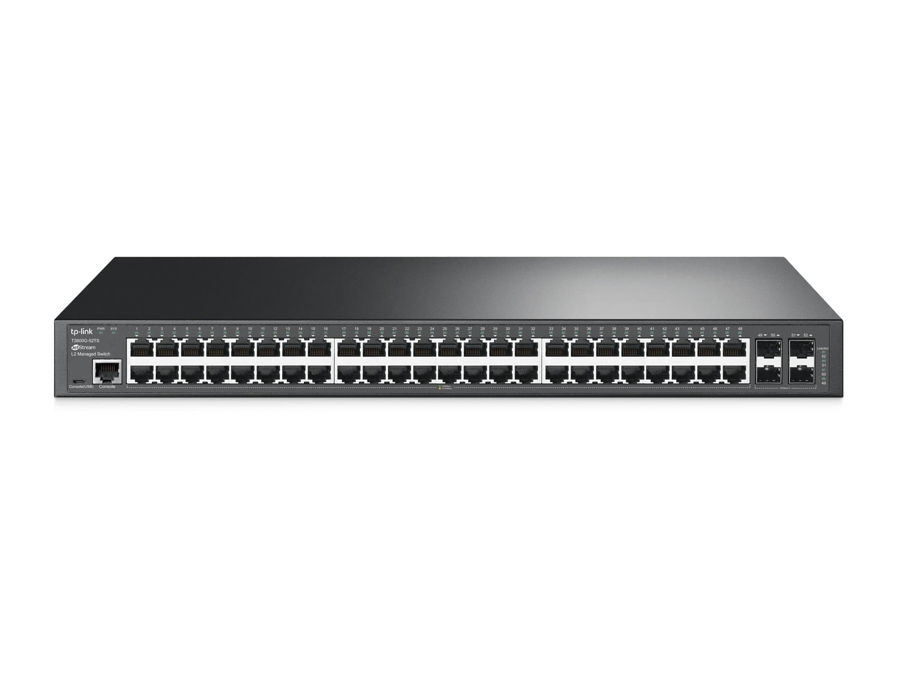 TP-Link 48 Port Gigabit Switch | L2 Managed w/Console Port | 4 SFP Slots | Limited Lifetime Protection | Support L2/L3/L4 QoS, IGMP and LAG | IPv6 and Static Routing (T2600G-52TS)