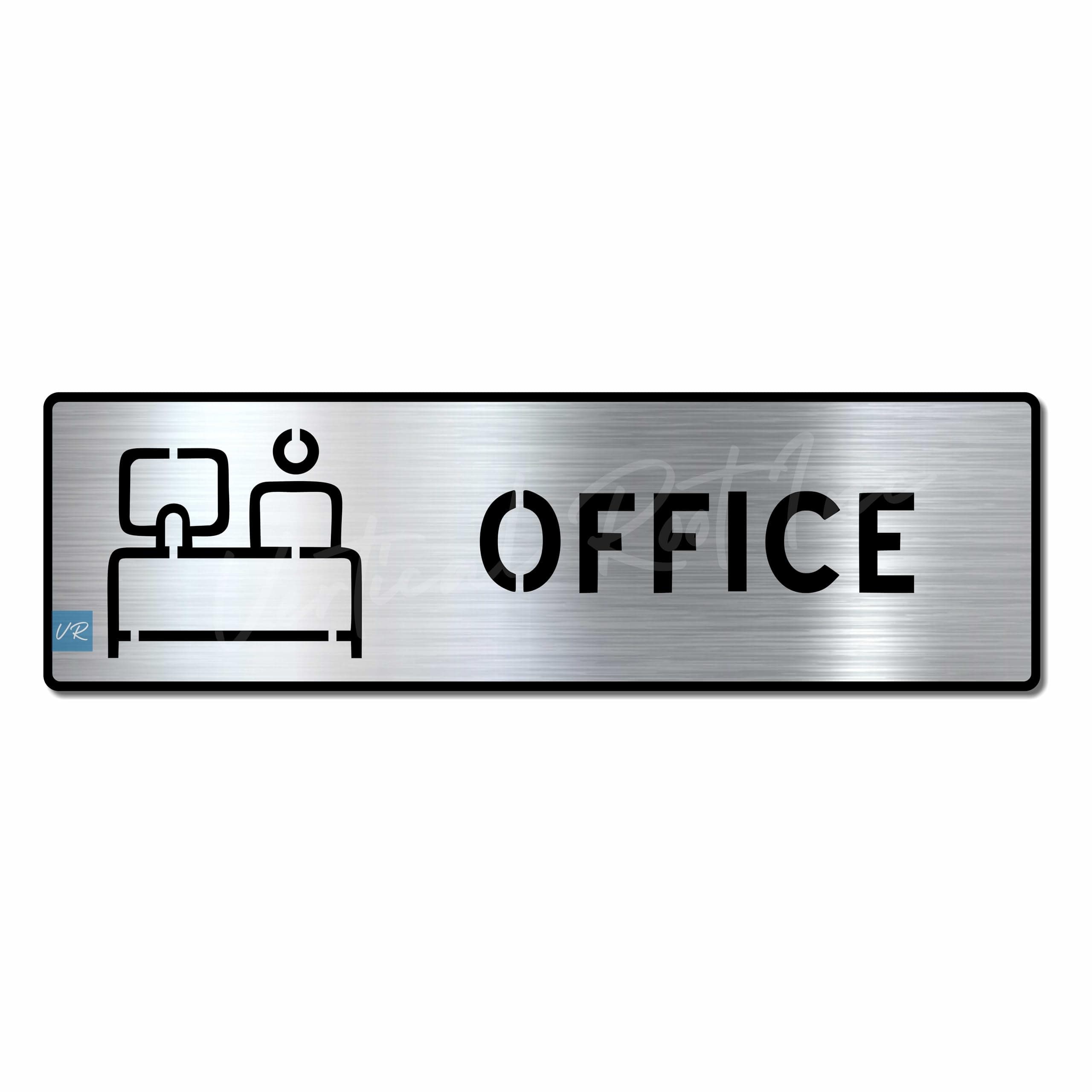 Premium Brush Steel Finish Acrylic Office Door Sign Easy to Mount 3M Self-Adhesive Tape Signage for Hotel Office Resort Society Corporate Business Hospital