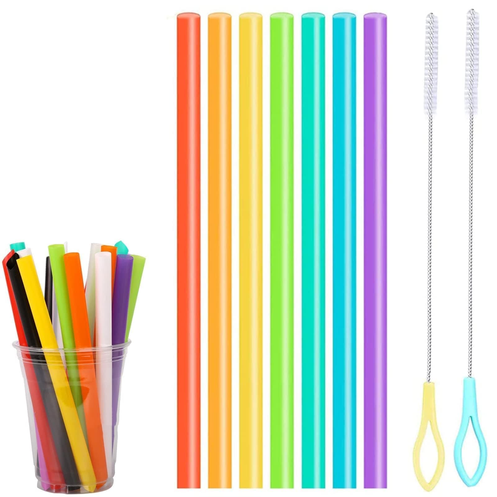 32pcs Boba Straws, Bubble Tea Straw, Bubble Tea Straws, 2 Straw Cleaning Brushes, Colorful Smoothie Straws, Replacement Straws, Thick Straws for Smoothie Cups Cocktails