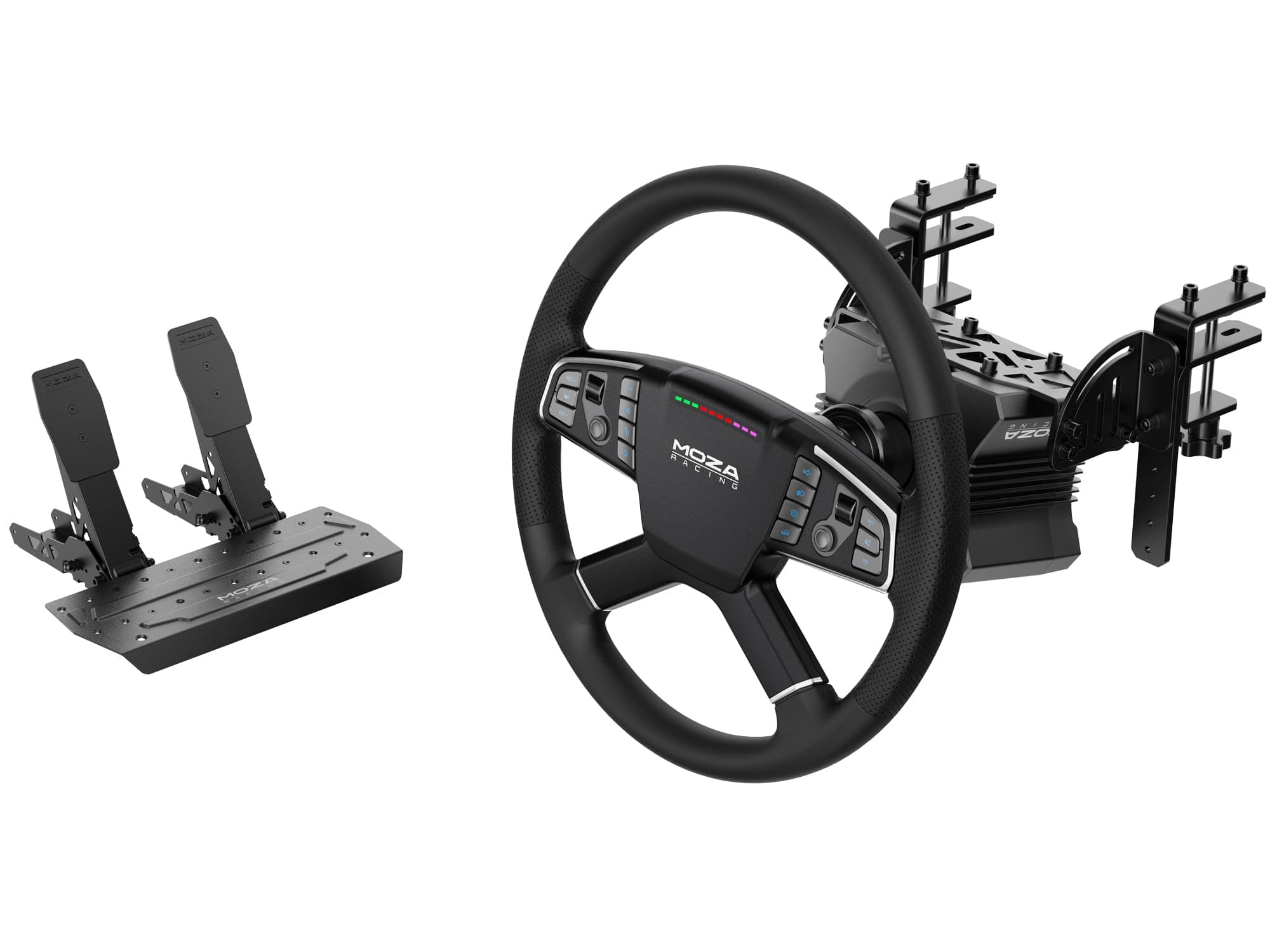Trucking Bundle 4PCS PC Gaming Racing Simulator Kit: R5 5.5Nm Direct Drive Wheel Base, 400mm TSW Truck Wheel, SR-P Lite Pedals and Wheel Clamp for PC, Black