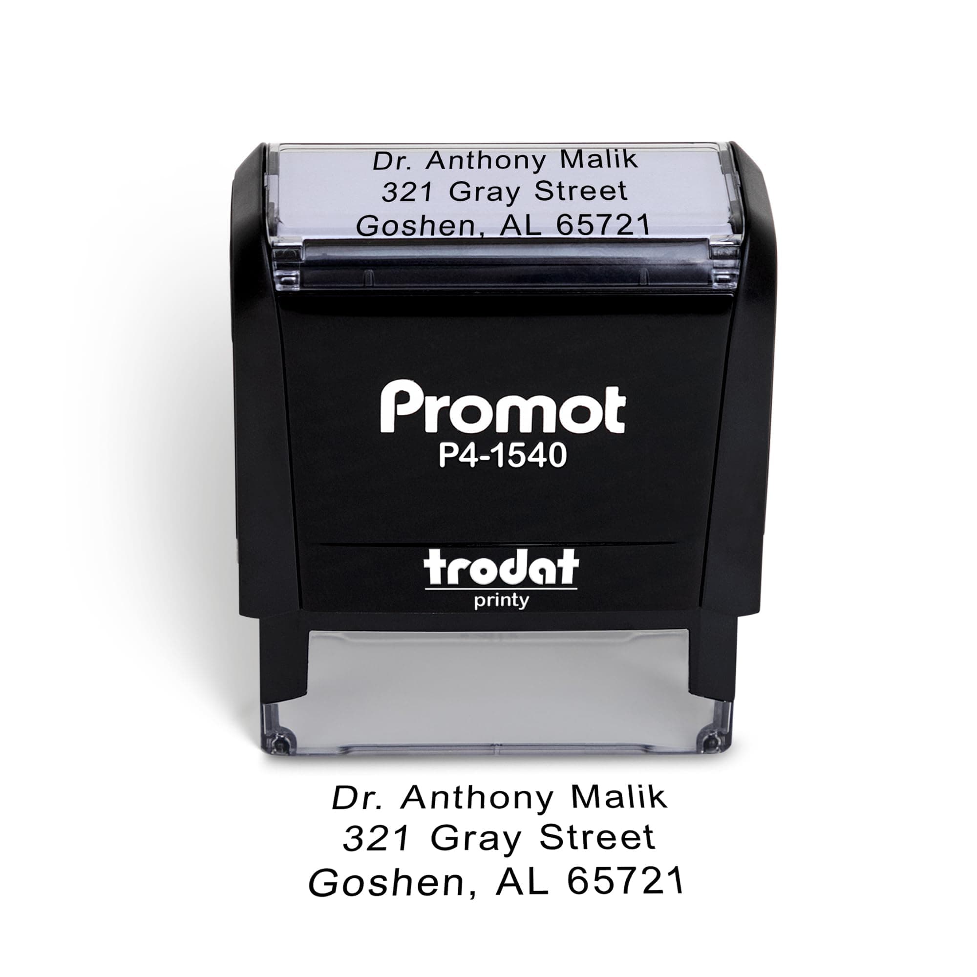 Promot Self Inking Stamp - Medium Custom Stamp for Name, Address, Office, or Business Use - Up to 3-Line Personalized Rubber Stamp - Customizable Font & Ink Color - Personalized Name Stamp