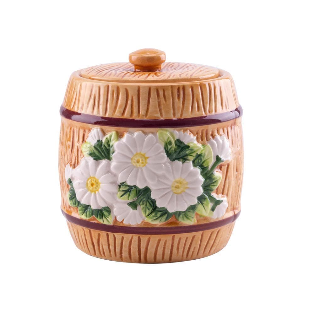 Ceramic Flower Pattern Dry Food Storage Containers Kitchen Canisters with Lid Tea, Coffee, Cookies, Nuts, Sugar Container