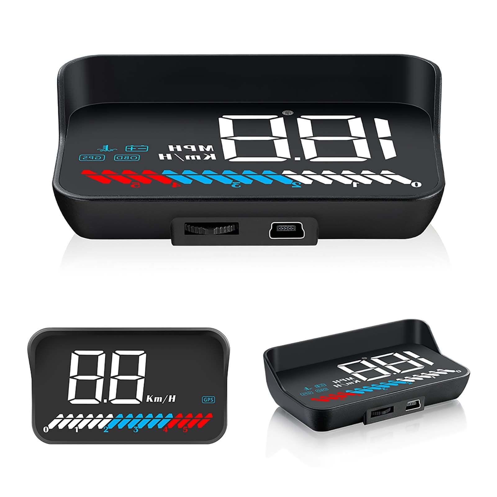 ACECAR Head Up Display Car Universal Dual System 3.5 Inches HUD, Speedometer OBD2 GPS Interface, Speed, Engine RPM, OverSpeed Warning, Mileage Measurement, Water Temperature, GPS Mode for All Vehicle