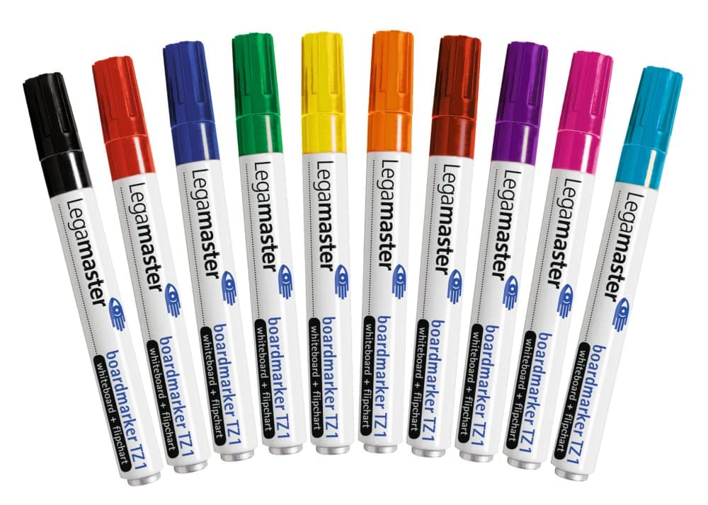 Whiteboard Marker Set - Multi-Coloured - 10 Whiteboard Pens - Round Tip 1.5-3 mm - Whiteboard Pen Dry Wipe - for Whiteboards, Flipcharts, Magnetic, Memo Boards - Sketchnotes