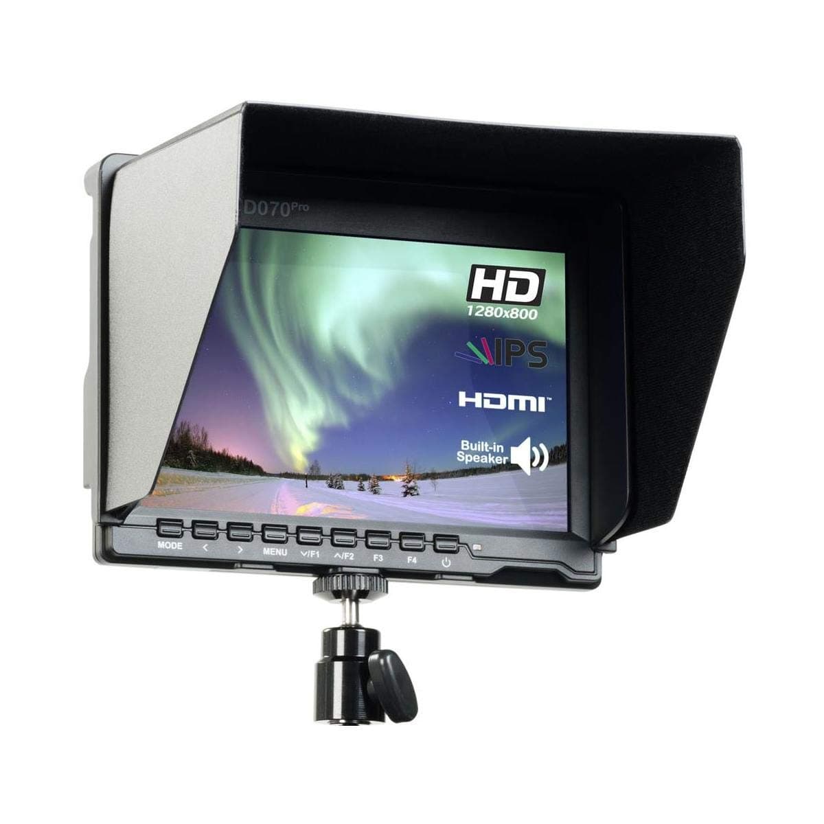XHD070Pro 7" Ultra-thin HD DoP On-Camera LED Field Monitor with Extra Professional Functions, 1280x800