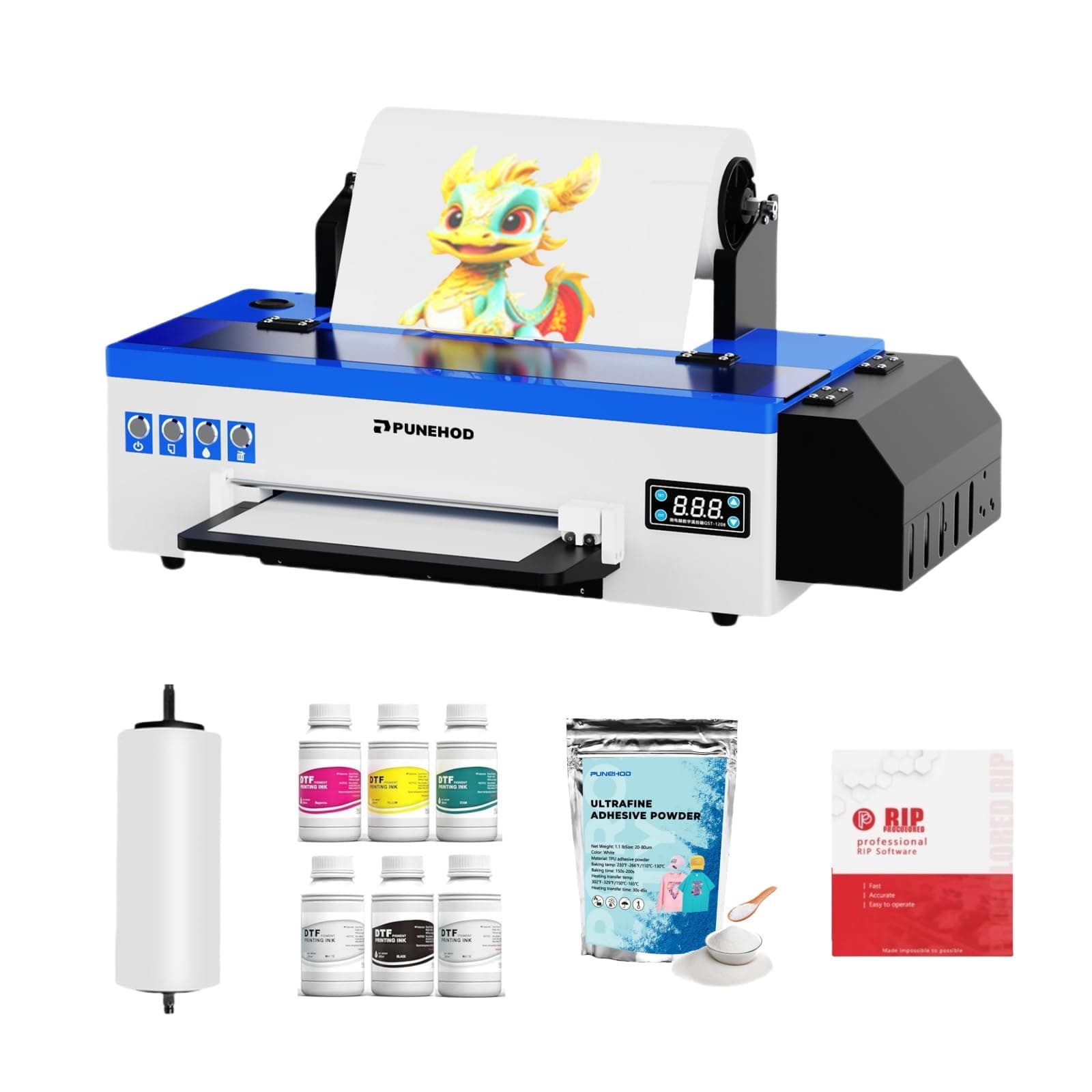 PUNEHOD DTF Printer L1800 A3 with White Ink Circulation System Direct to Film Printer for DIY T-Shirts and Fabric Printing(Printer+Oven)